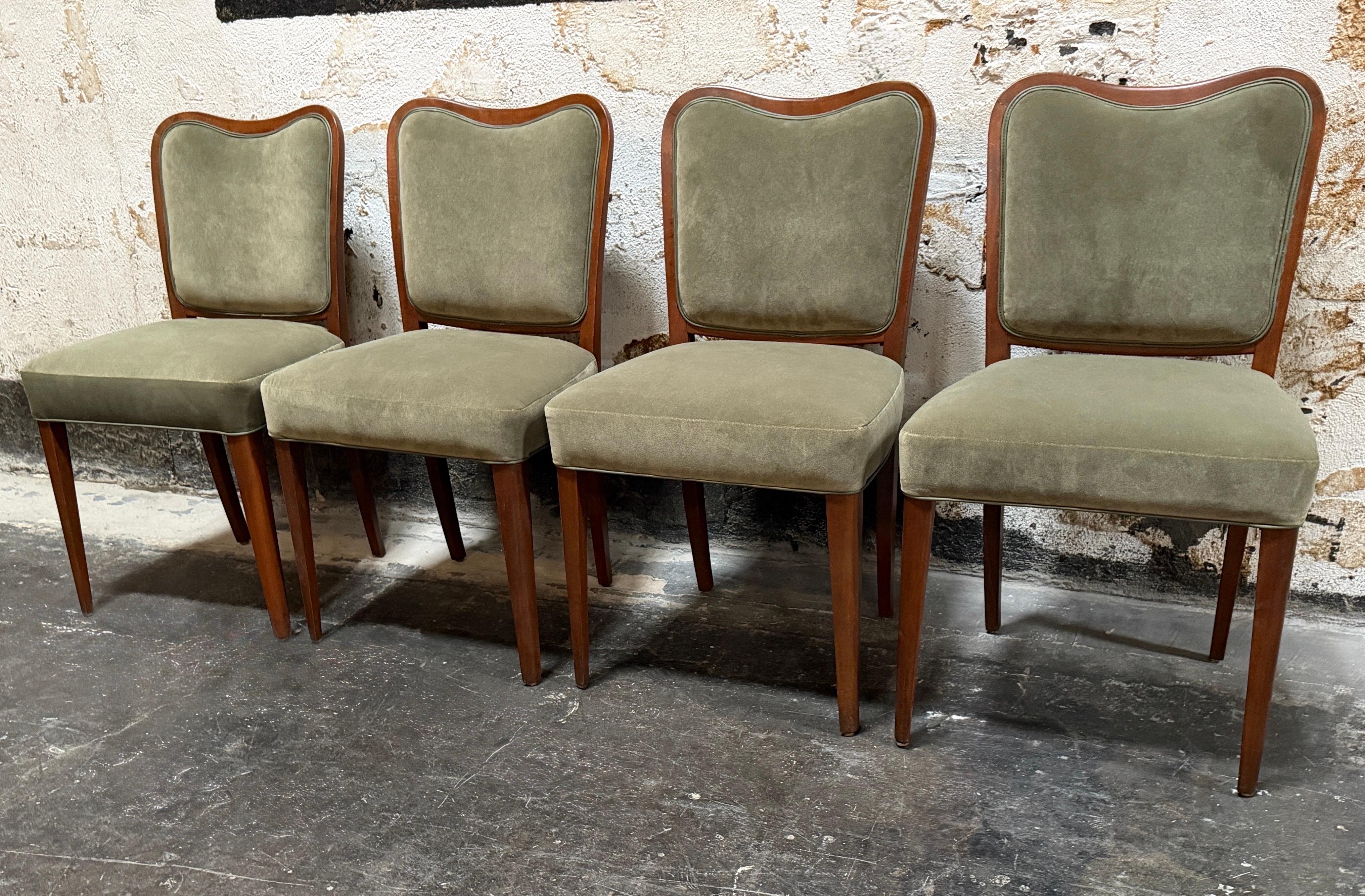 Satz von vier schwedischen Art Moderne Esszimmerstühlen aus den 1940er Jahren von SMF Bodafors - restauriert (Handgefertigt) im Angebot