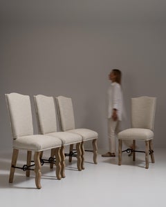 Set of Four 1950s Beige French Provençal Dining Chairs