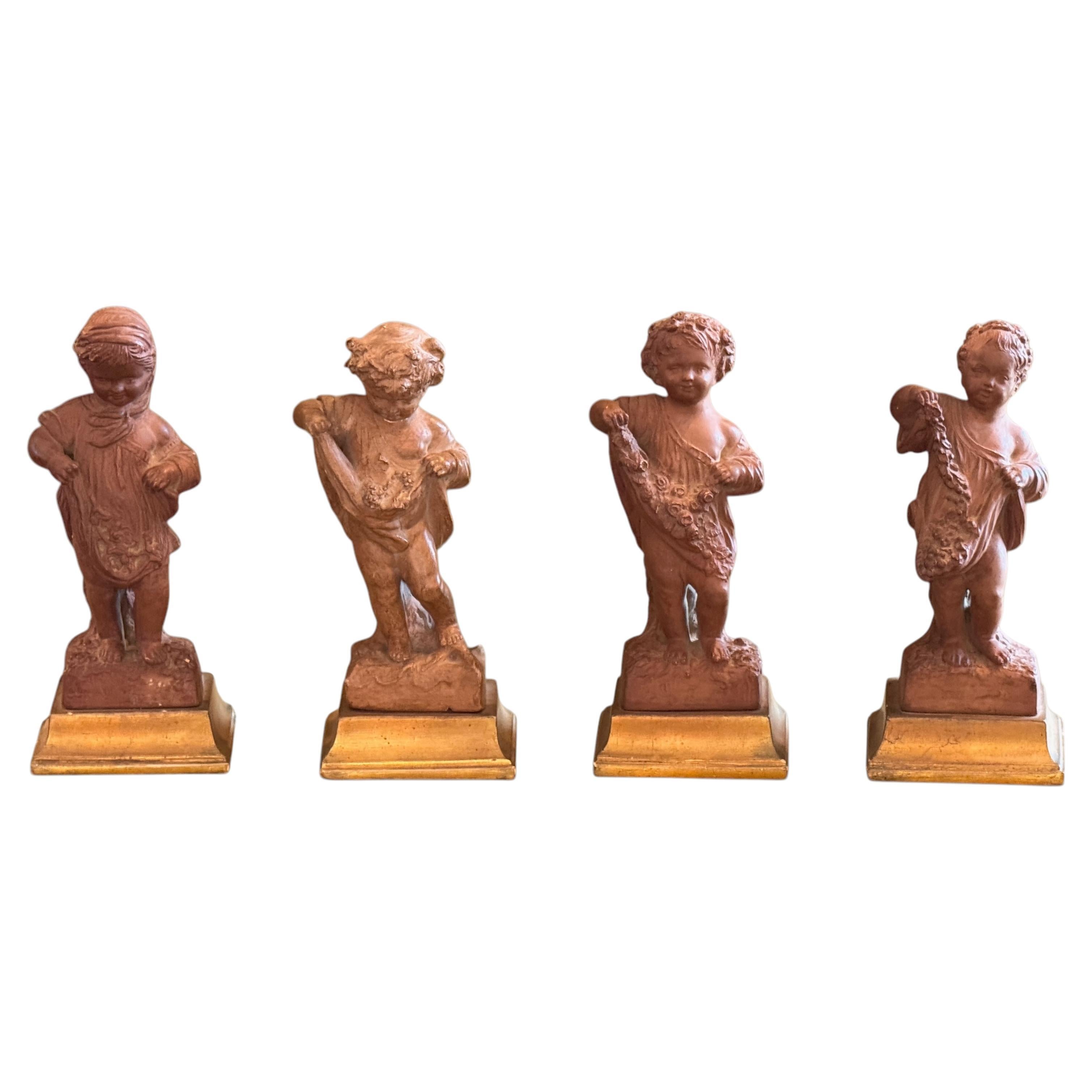 Set of Four 1950s Borghese Terracotta “Four Seasons” Figures