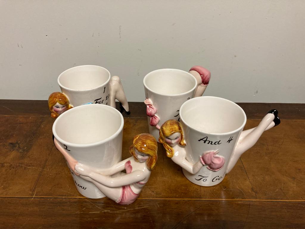 Set of Four 1950's Burlesque Erotica Bar Ware Cups For Sale 5