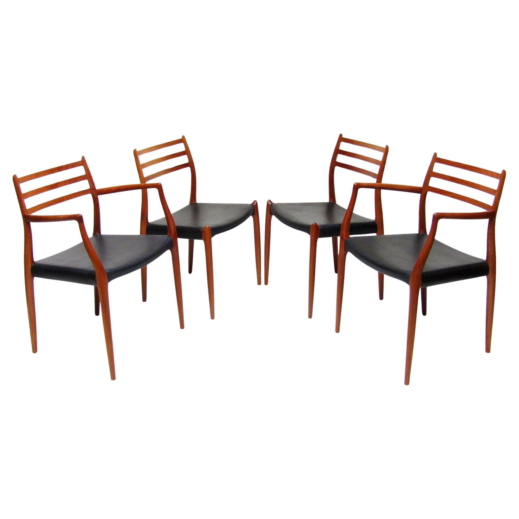Set di quattro sedie da pranzo danesi Model 62 e Model 78 degli anni '50 di Niels Moller