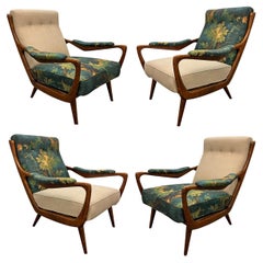 Ensemble de quatre chaises longues danoises modernes des années 1950