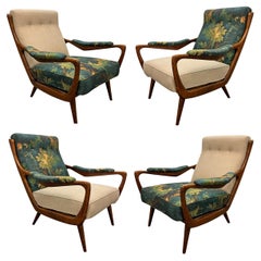 Set of Four 1950s Danish Modern Lounge Chairs