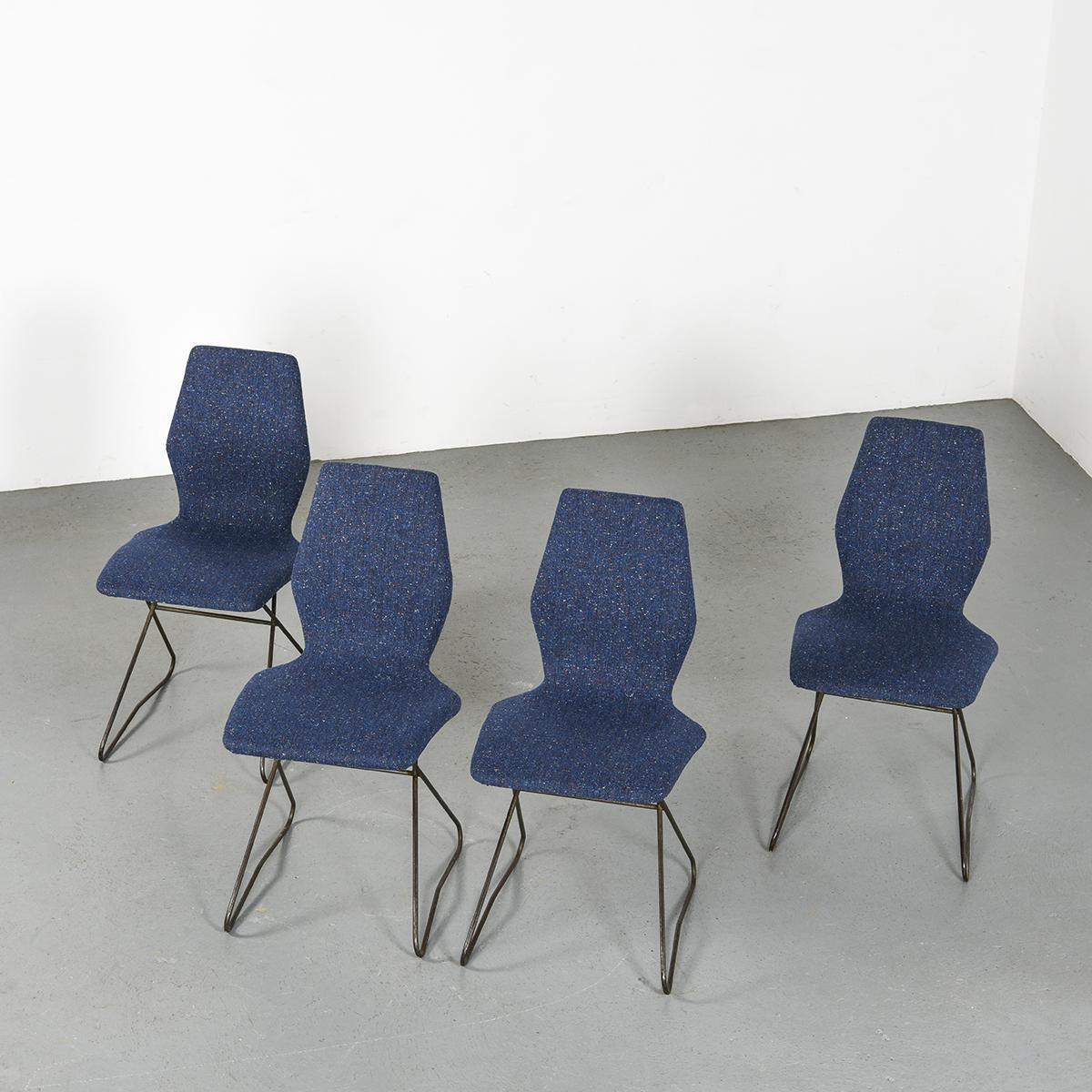 Mid-Century Modern Set of Four 1950s Dining Chairs by Louis Paolozzi For Sale