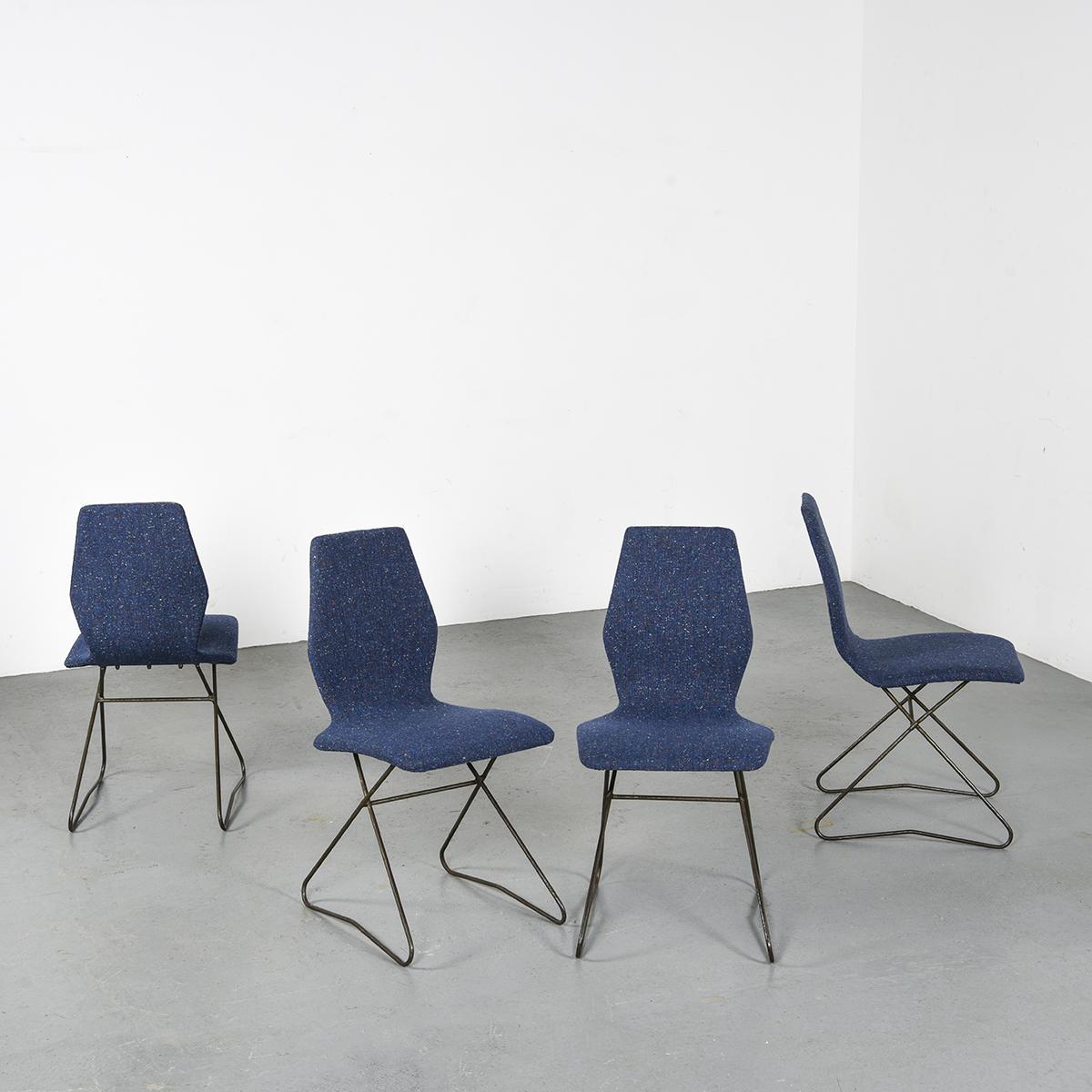 Italian Set of Four 1950s Dining Chairs by Louis Paolozzi For Sale