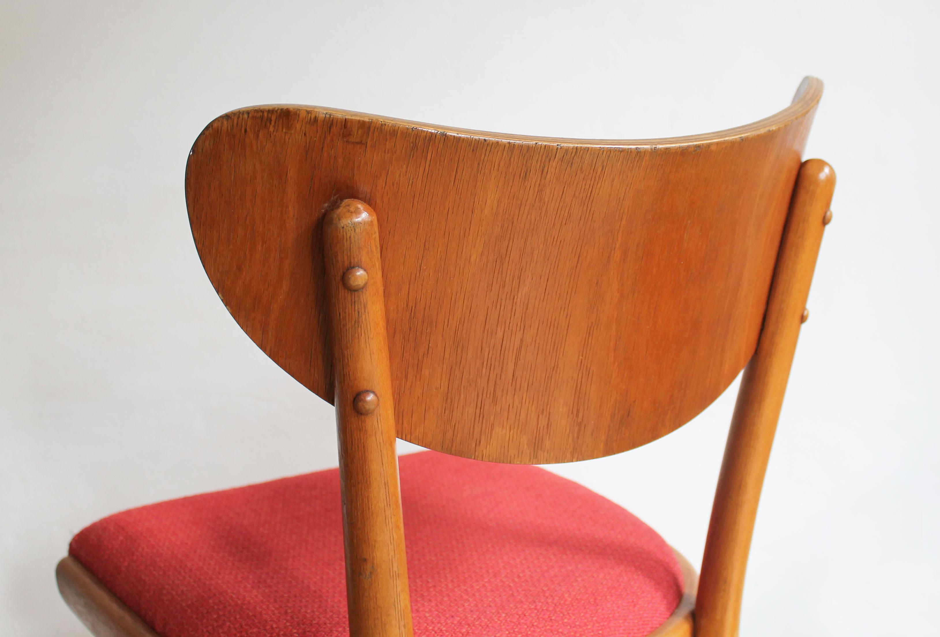 Set of Four 1950's Dining Chairs by Thonet For Sale 2