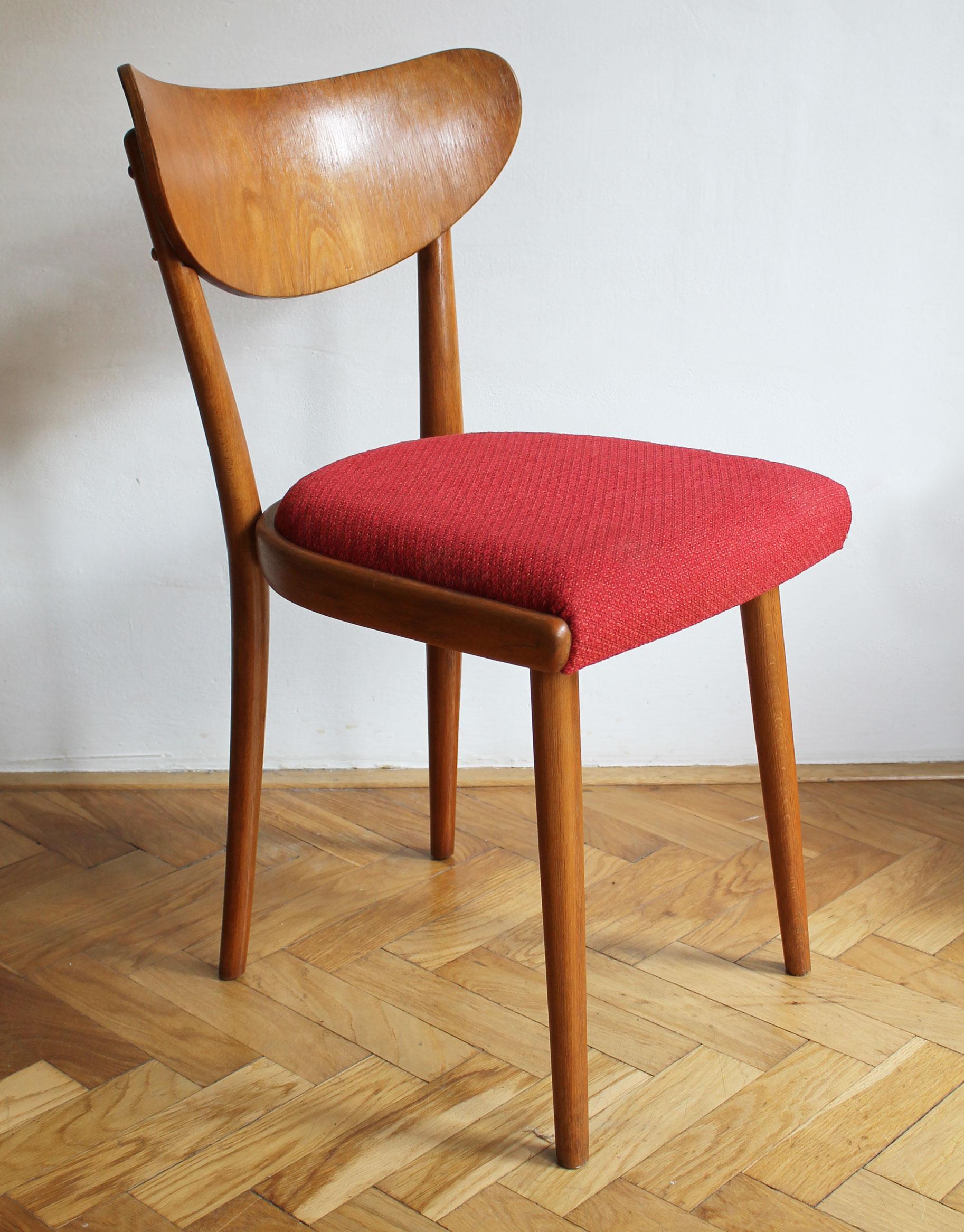 Mid-Century Modern Ensemble de quatre chaises de salle à manger des années 1950 par Thonet en vente