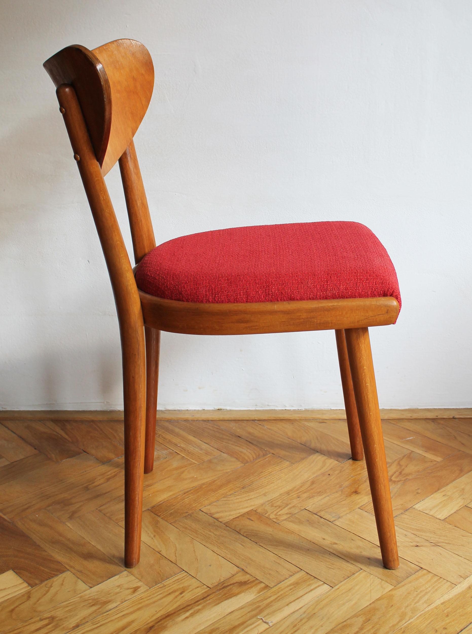 Czech Set of Four 1950's Dining Chairs by Thonet For Sale