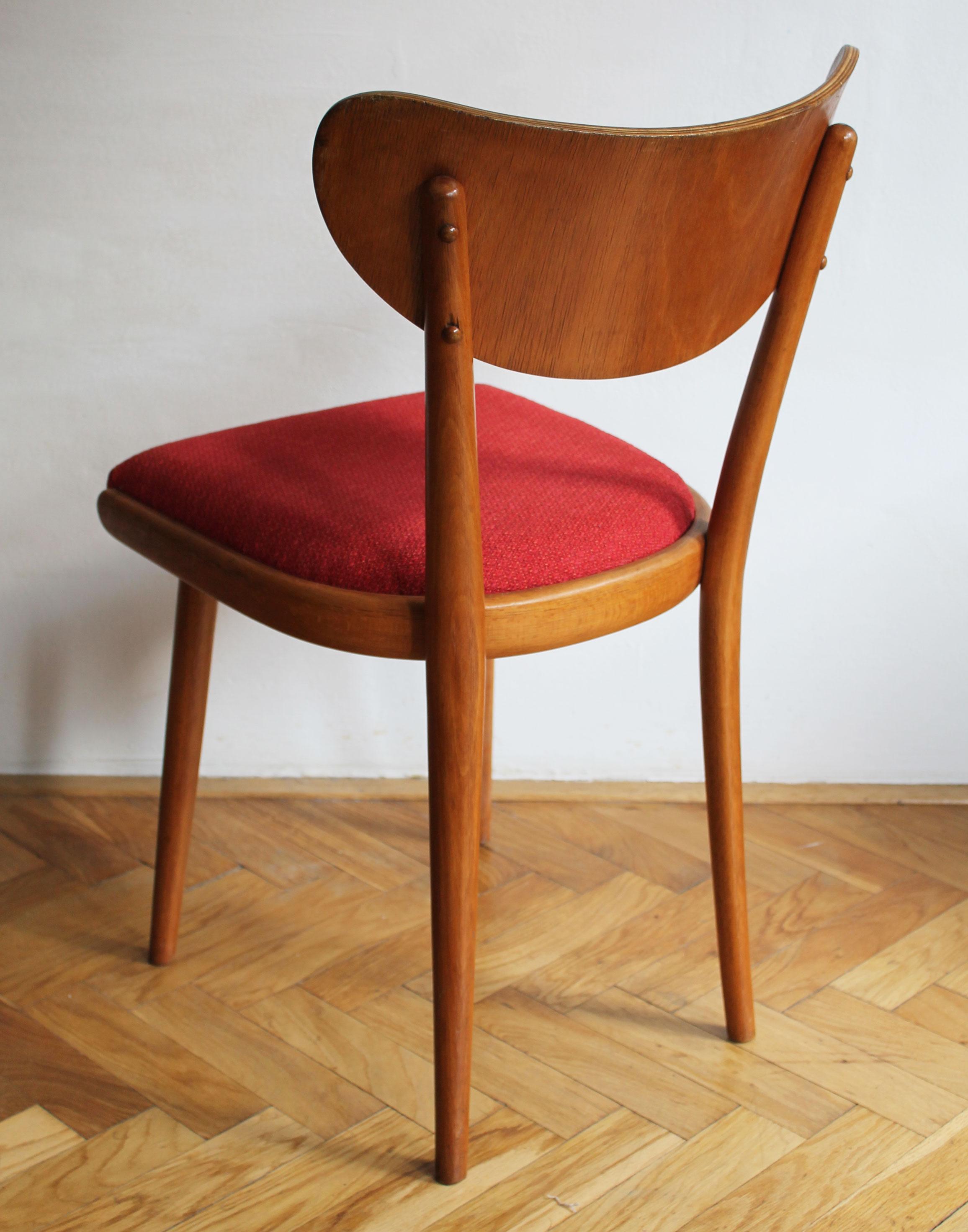 Set of Four 1950's Dining Chairs by Thonet In Good Condition For Sale In Brno, CZ