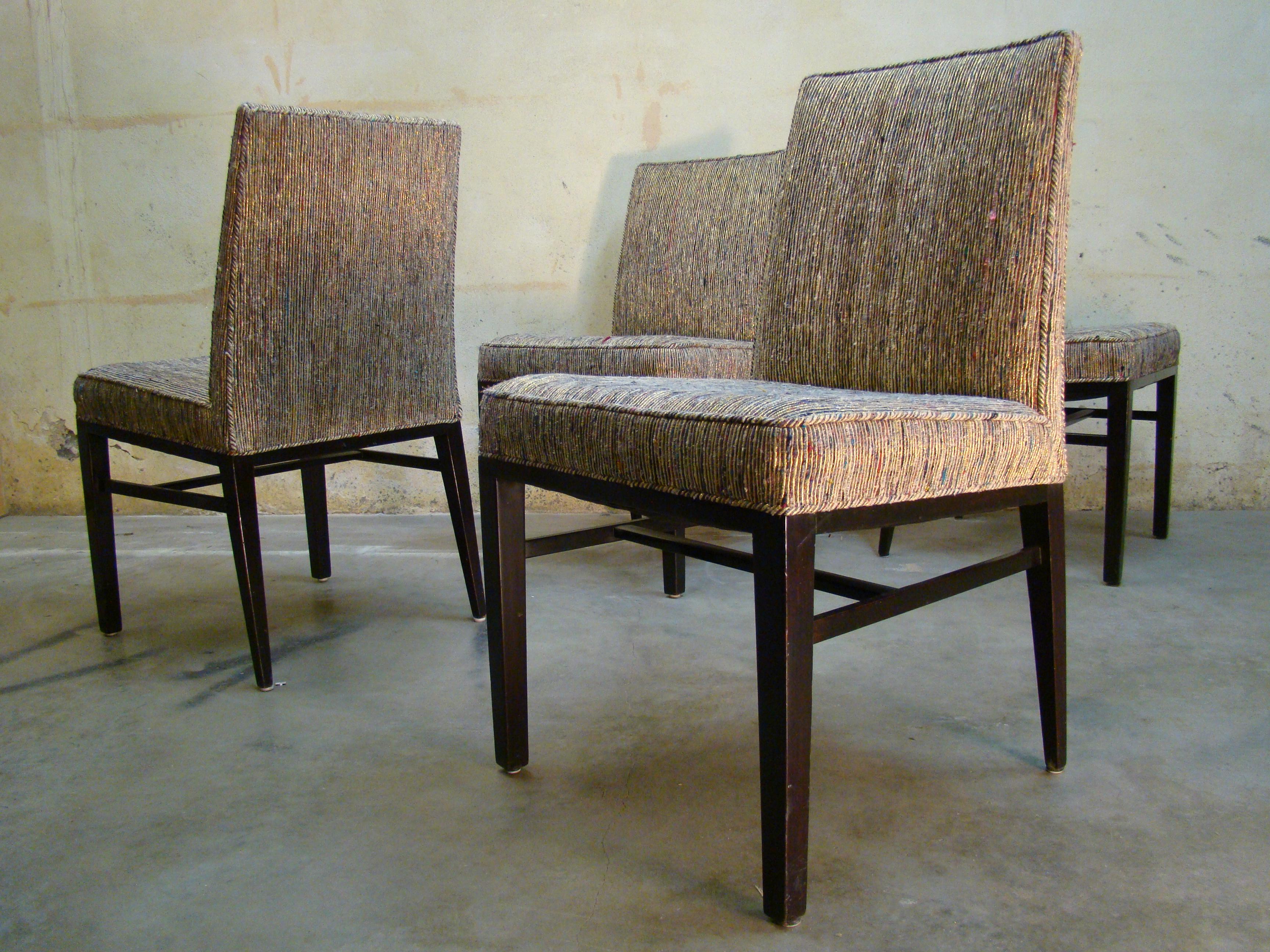 Mid-Century Modern Set of Four 1950s Dunbar Parsons Style Dining Chairs by Edward Wormley, USA For Sale