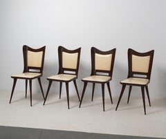 Set of Four 1950s Italian Dark Stained Exotic Wood Dining Chairs