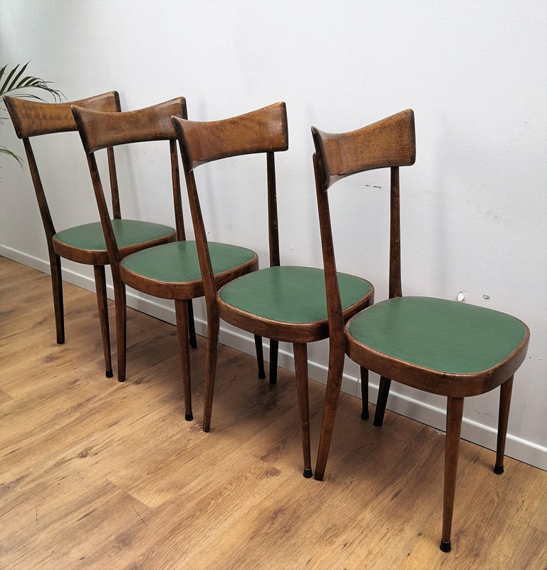 Set of Four 1950s Italian Mid-Century Modern Dining Room Chairs In Fair Condition For Sale In Carimate, Como