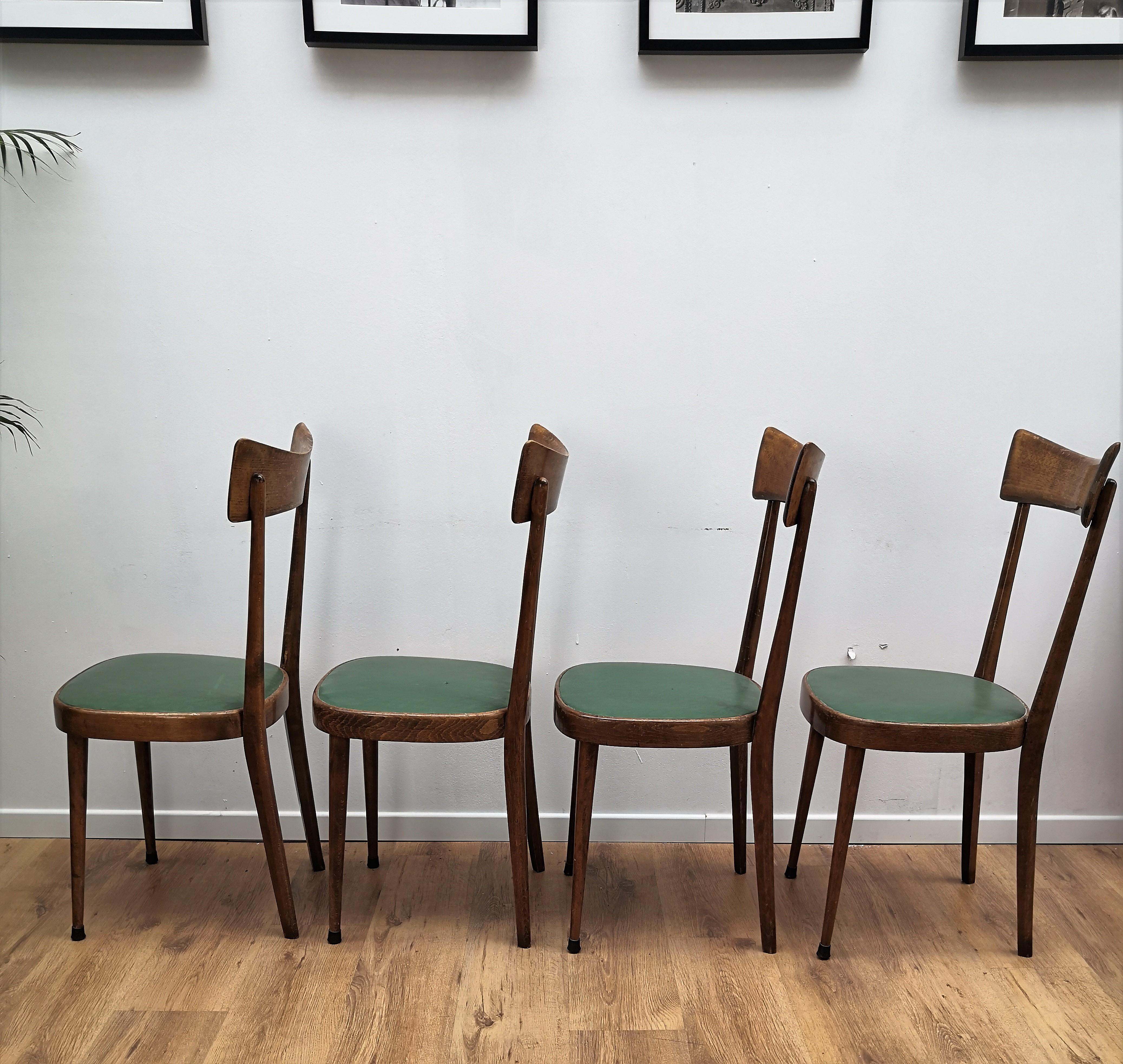 Set of Four 1950s Italian Mid-Century Modern Dining Room Chairs In Fair Condition In Carimate, Como