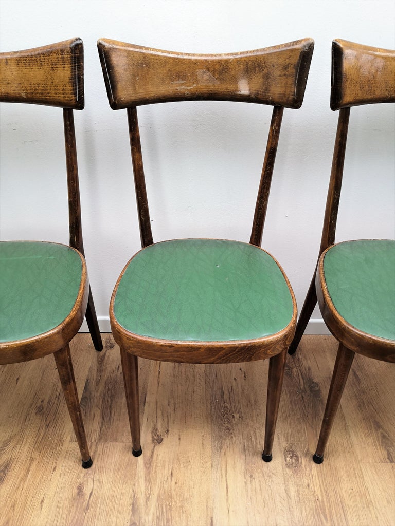 Set of Four 1950s Italian Mid-Century Modern Dining Room Chairs For Sale 3