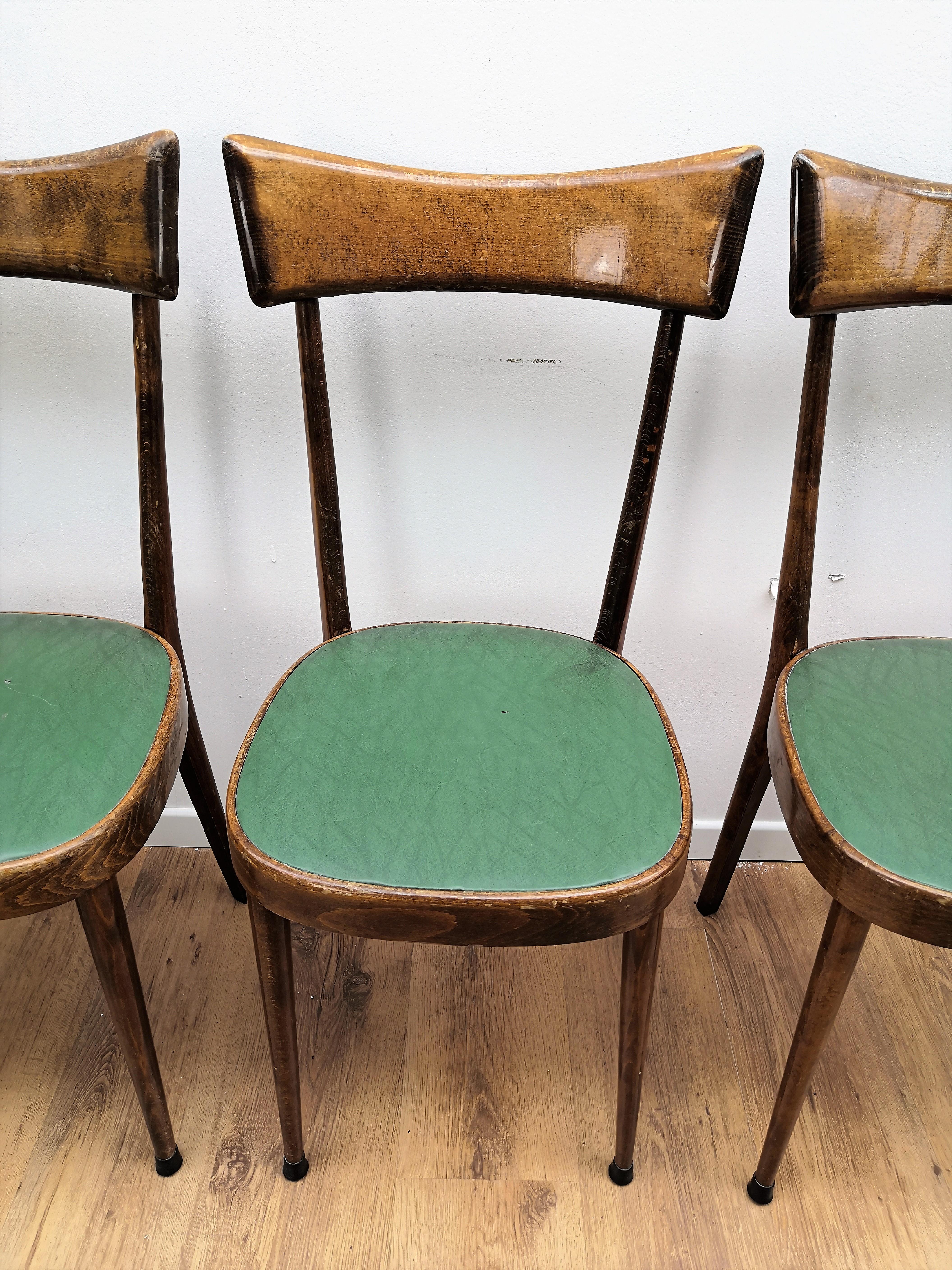 Set of Four 1950s Italian Mid-Century Modern Dining Room Chairs 3