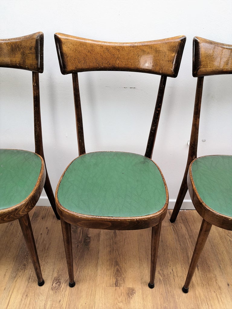Set of Four 1950s Italian Mid-Century Modern Dining Room Chairs For Sale 4