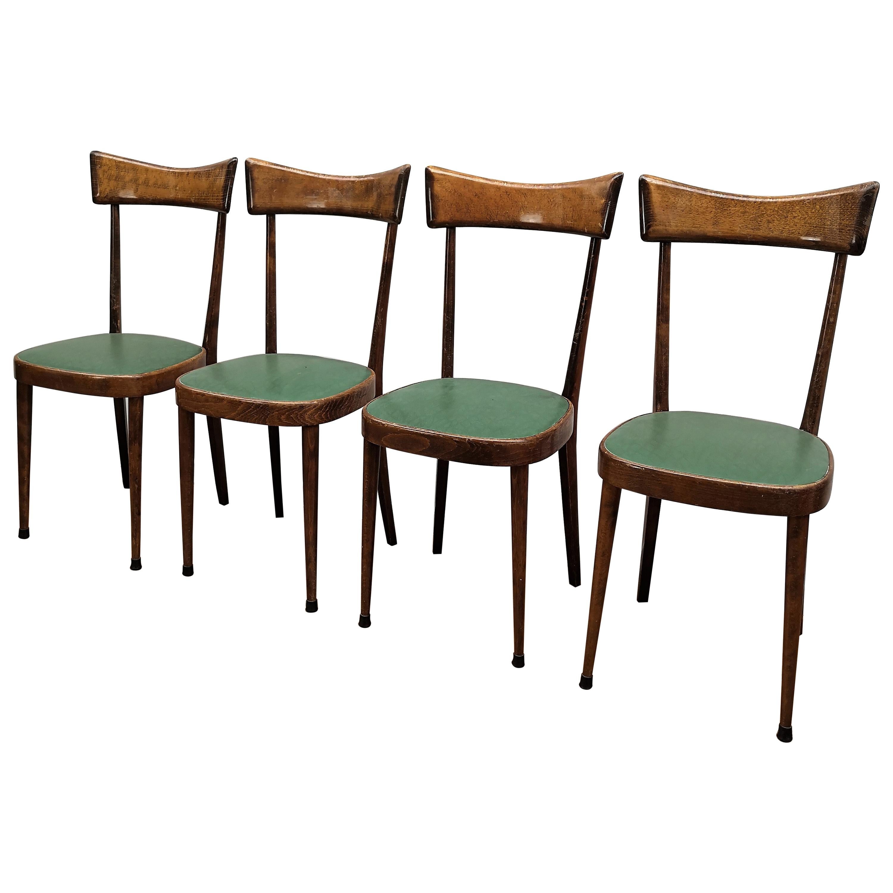 Set of Four 1950s Italian Mid-Century Modern Dining Room Chairs