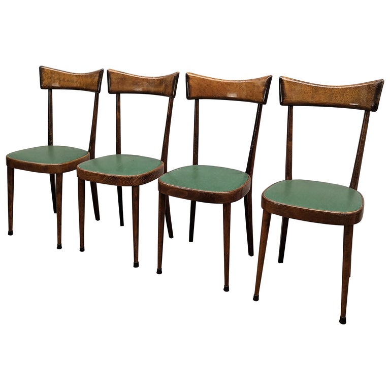 Set of Four 1950s Italian Mid-Century Modern Dining Room Chairs For Sale