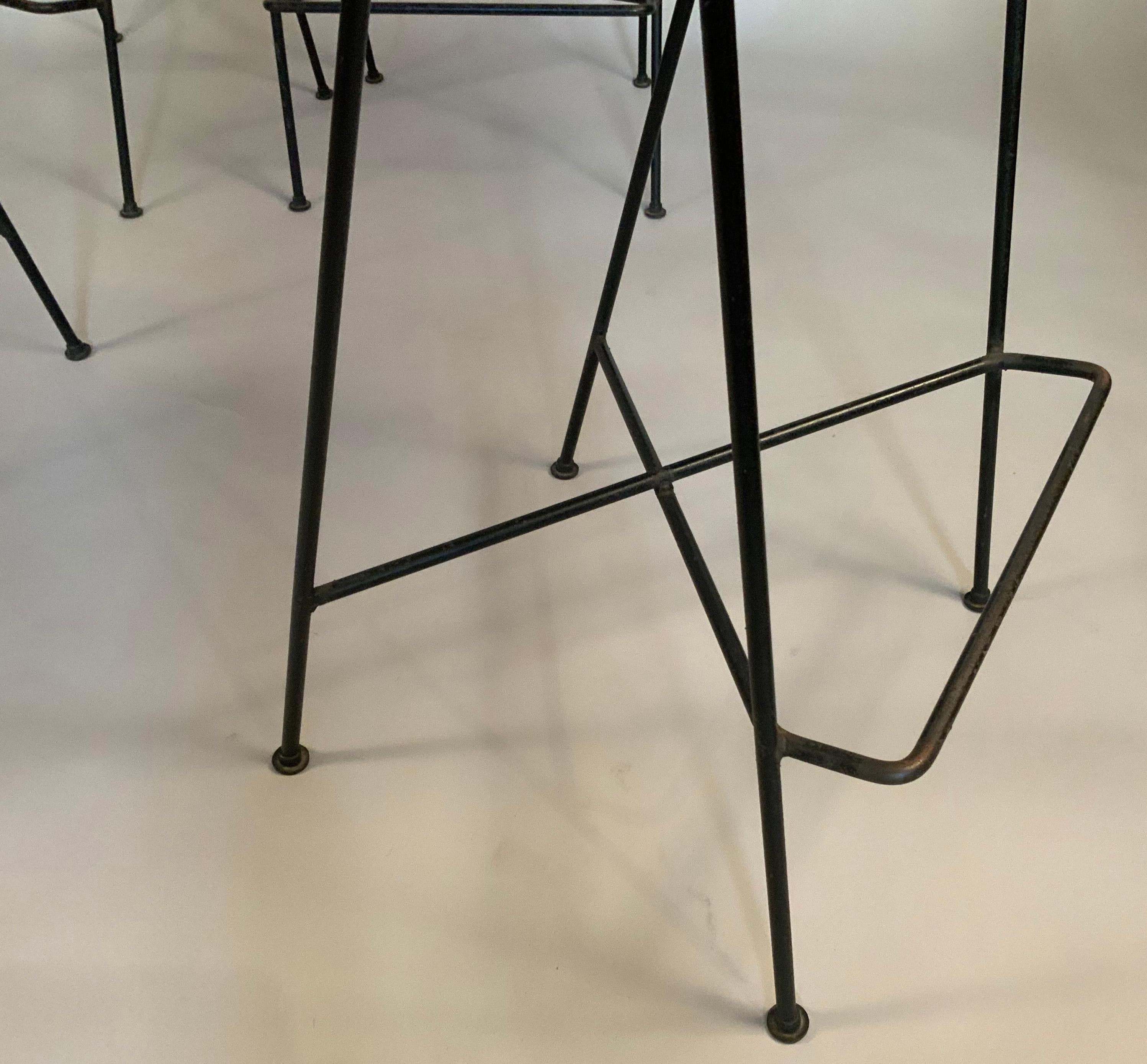 American Set of Four 1950s Modern Iron Barstools by Arthur Umanoff