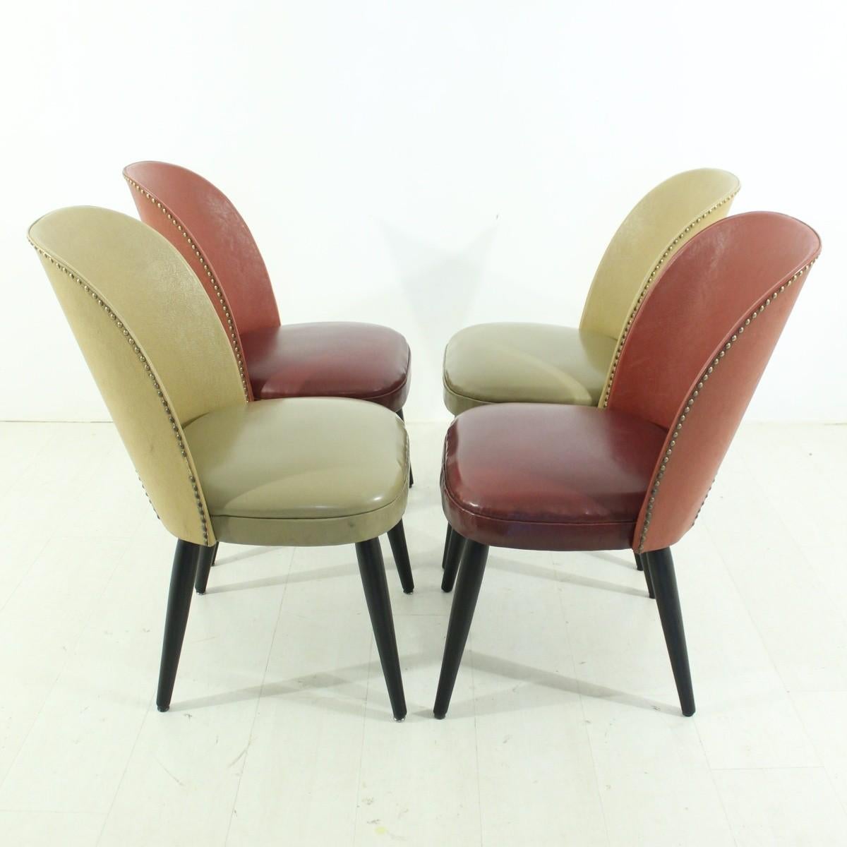 Mid-Century Modern Set of Four 1950s Rockabilly Chairs
