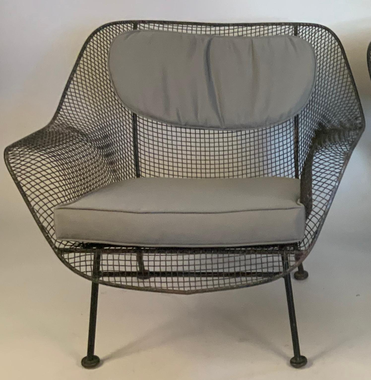 Wrought Iron Set of Four 1950's Russell Woodard Sculptura Lounge Chairs