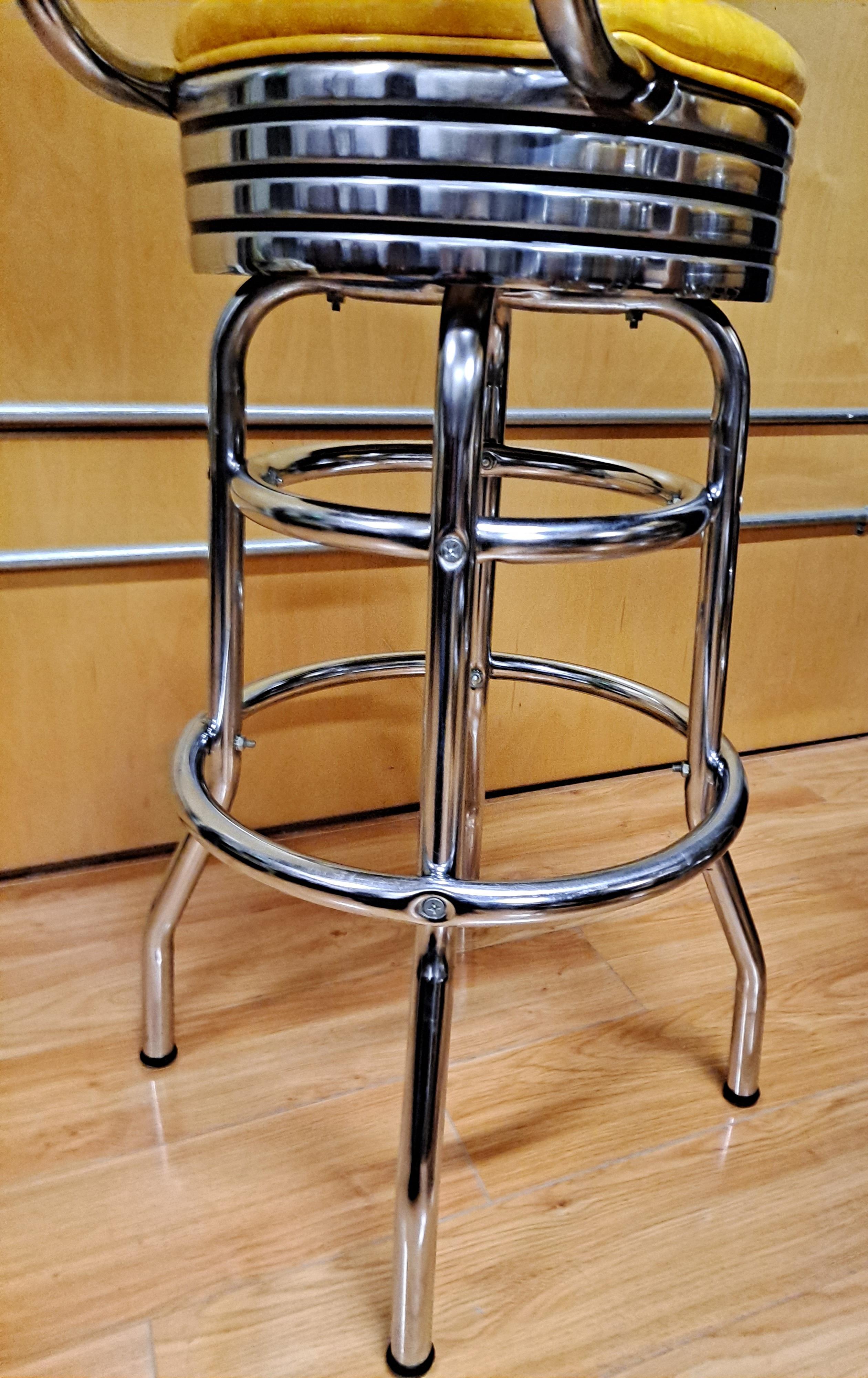 Set of Four 1950's Style American Swivel Bar Stools by Vitro Seating Corp 7