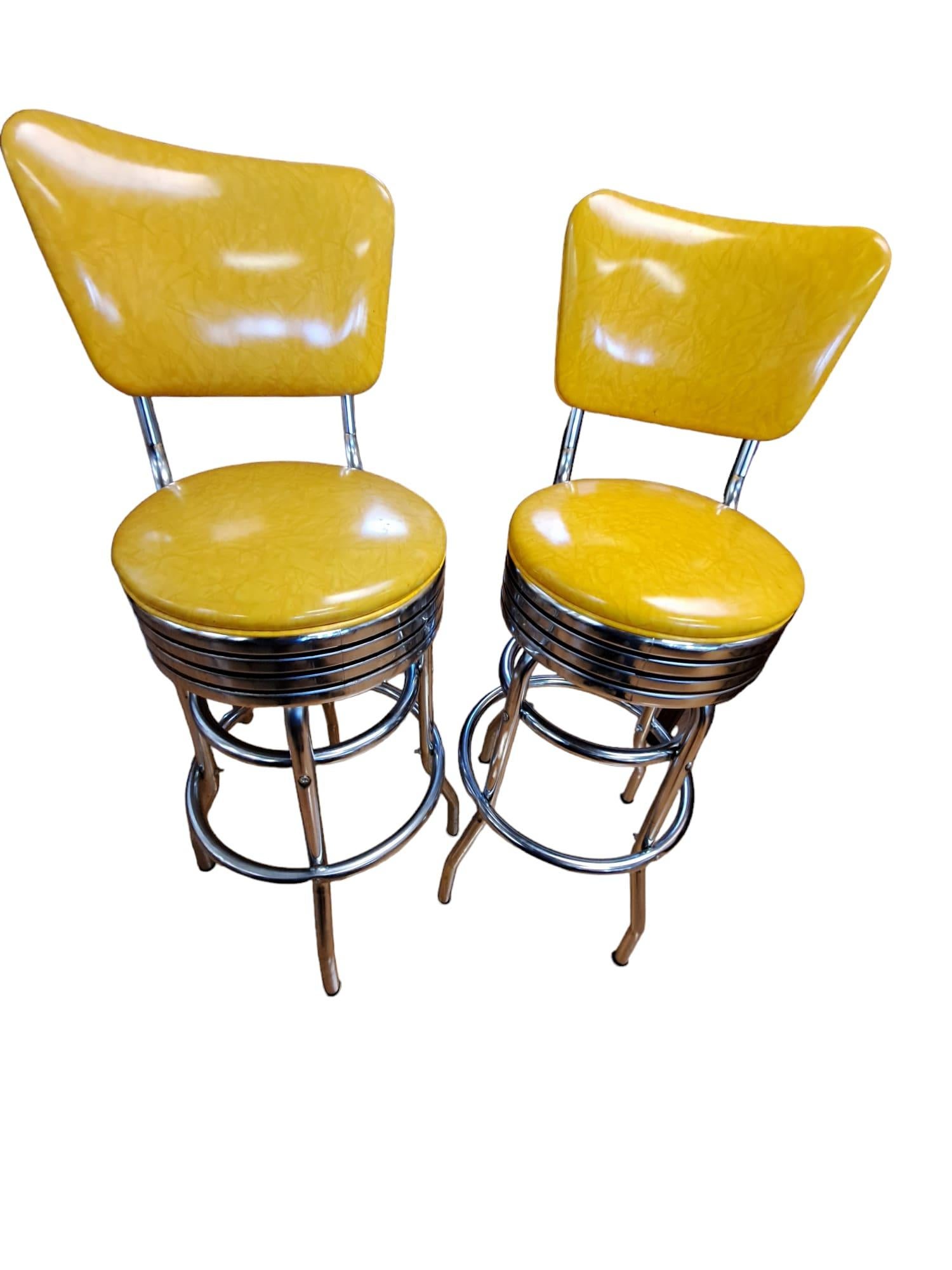Set of Four 1950's Style American Swivel Bar Stools by Vitro Seating Corp 9