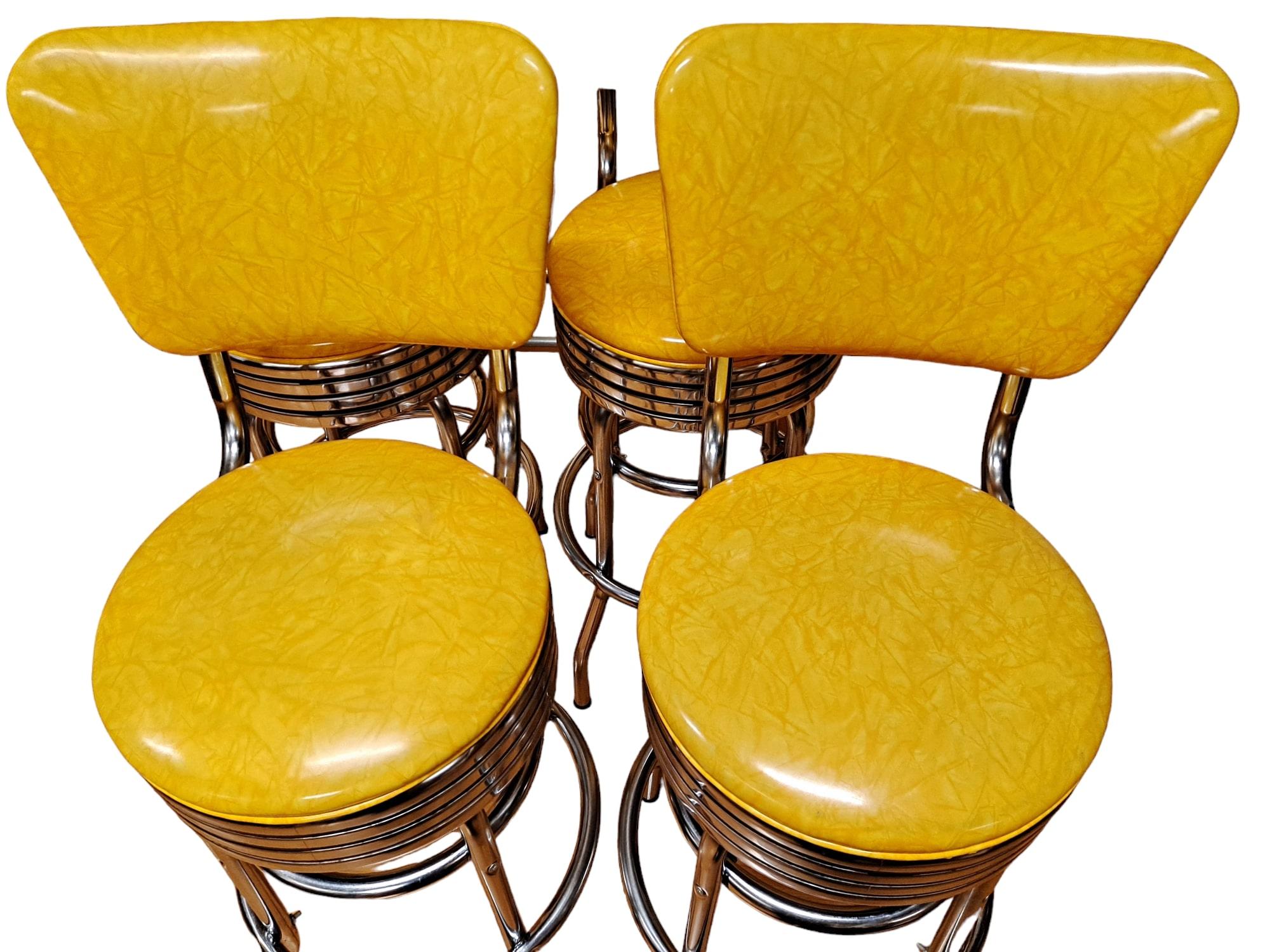 Set of Four 1950's Style American Swivel Bar Stools by Vitro Seating Corp 10