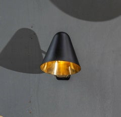 Set of Four 1950s Style Cone Wal Sconces with Leather Back