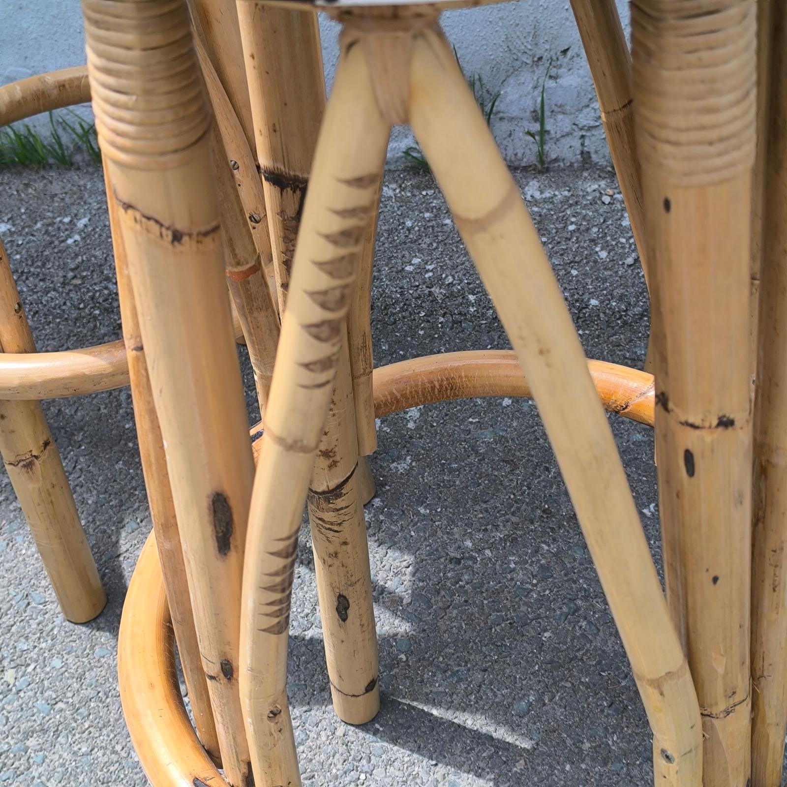 Set of Four 1960s Bamboo Tiki Bar Stools 2