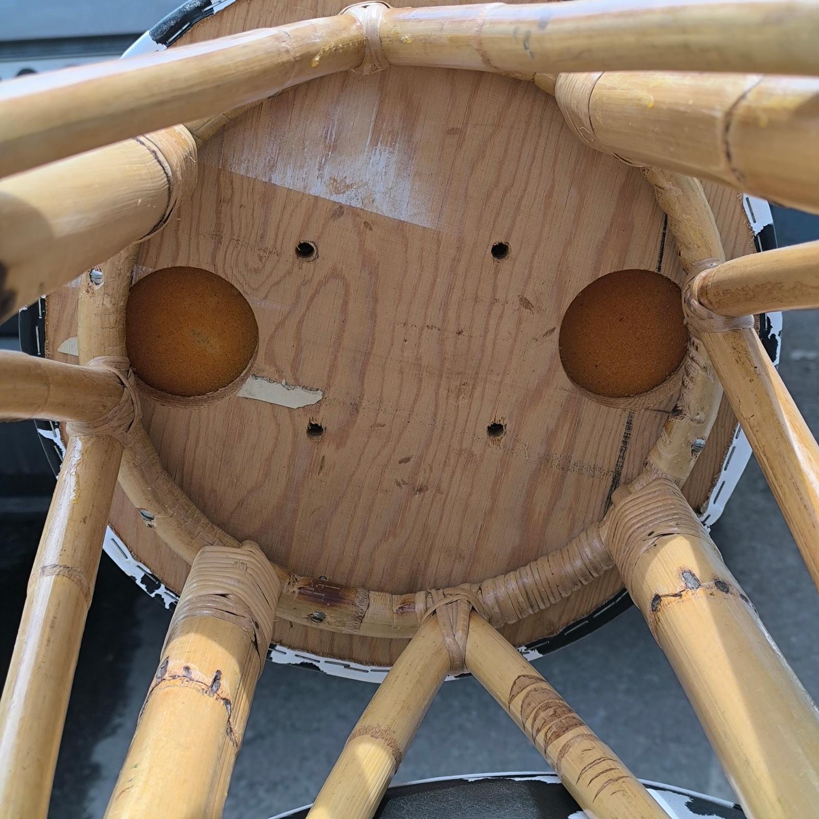 Set of Four 1960s Bamboo Tiki Bar Stools 4