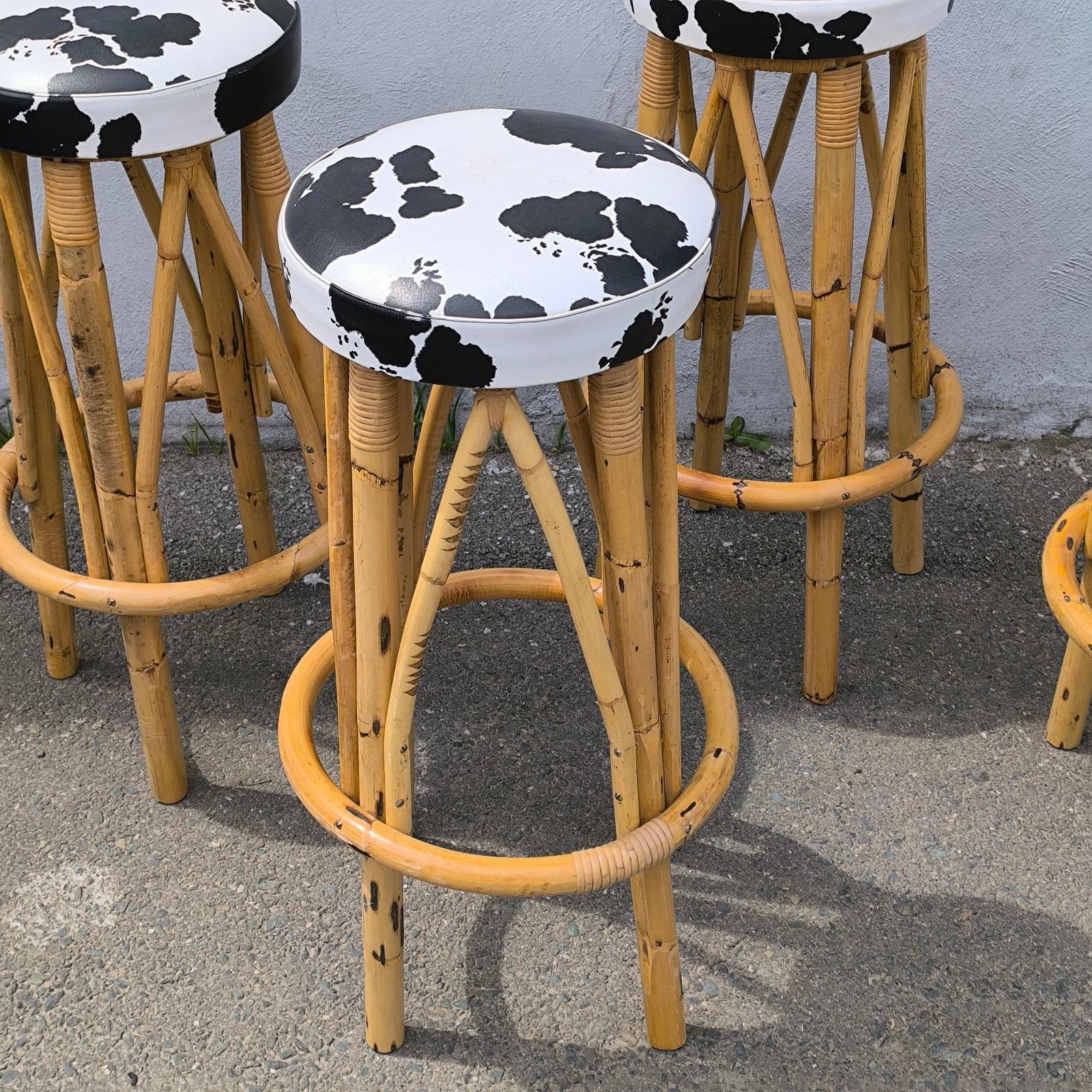 Set of Four 1960s Bamboo Tiki Bar Stools In Good Condition In Bochum, NRW
