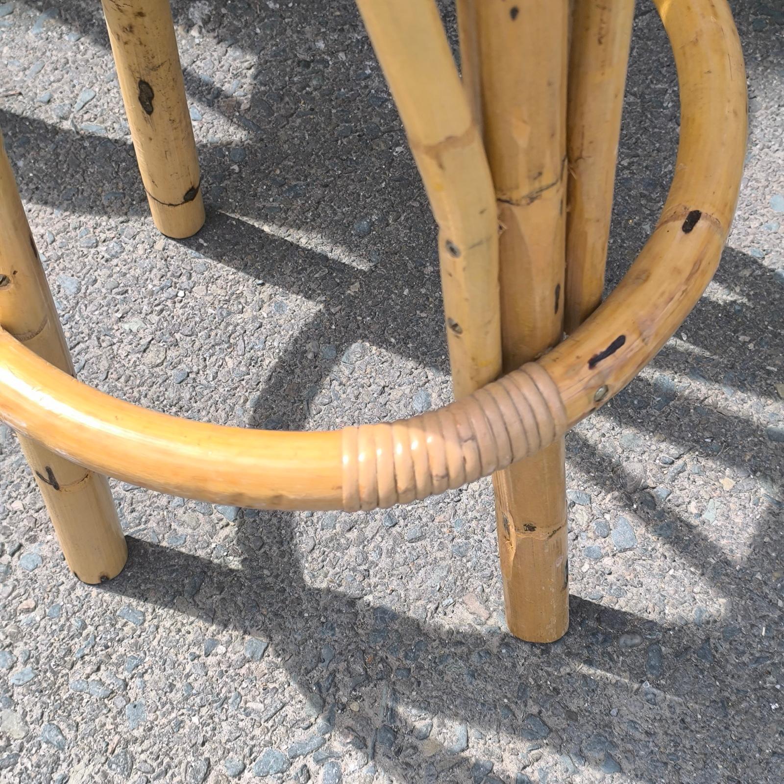 Set of Four 1960s Bamboo Tiki Bar Stools 1