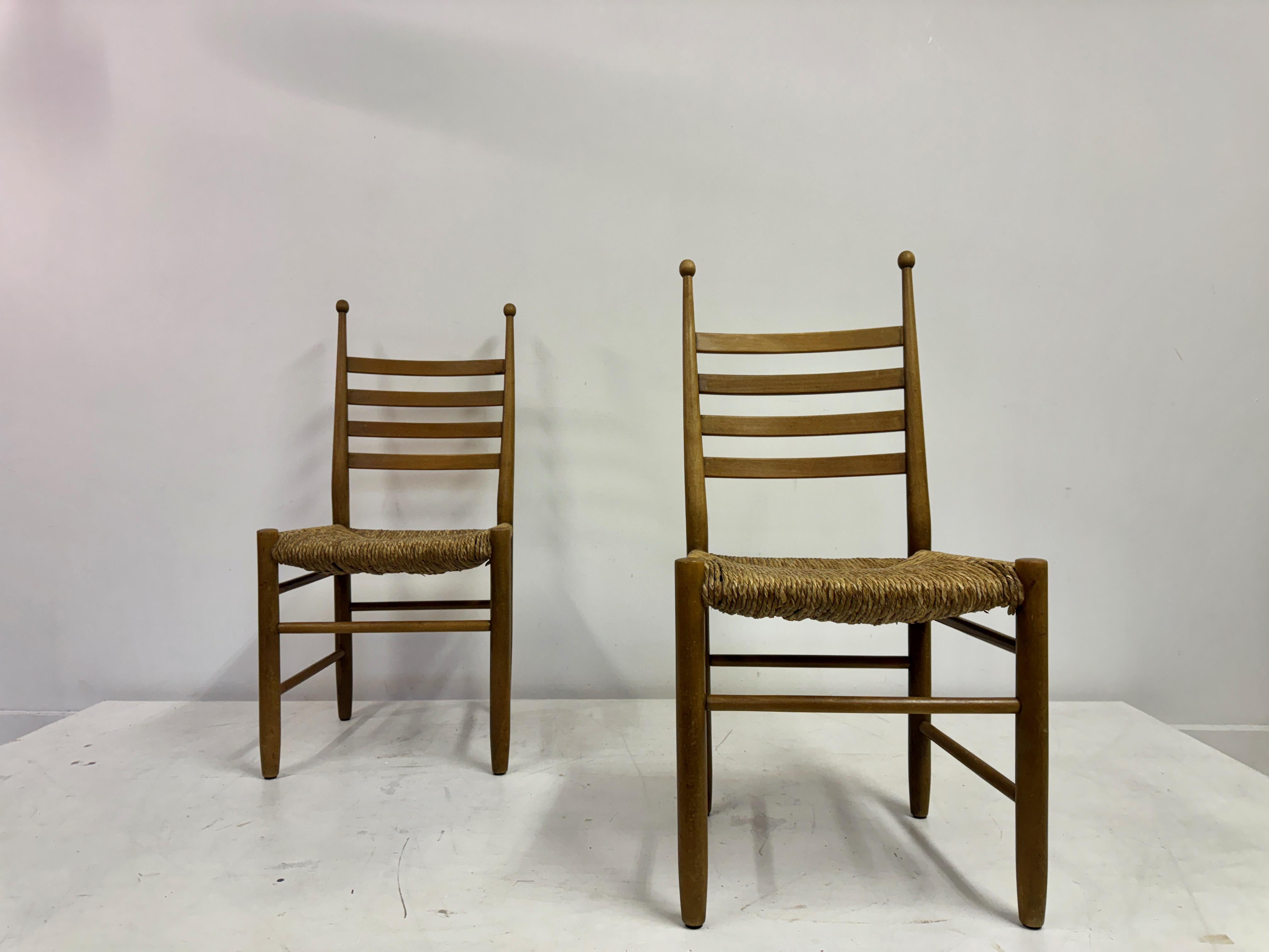 Set of Four 1960s Beech and Rush Dining Chairs For Sale 10