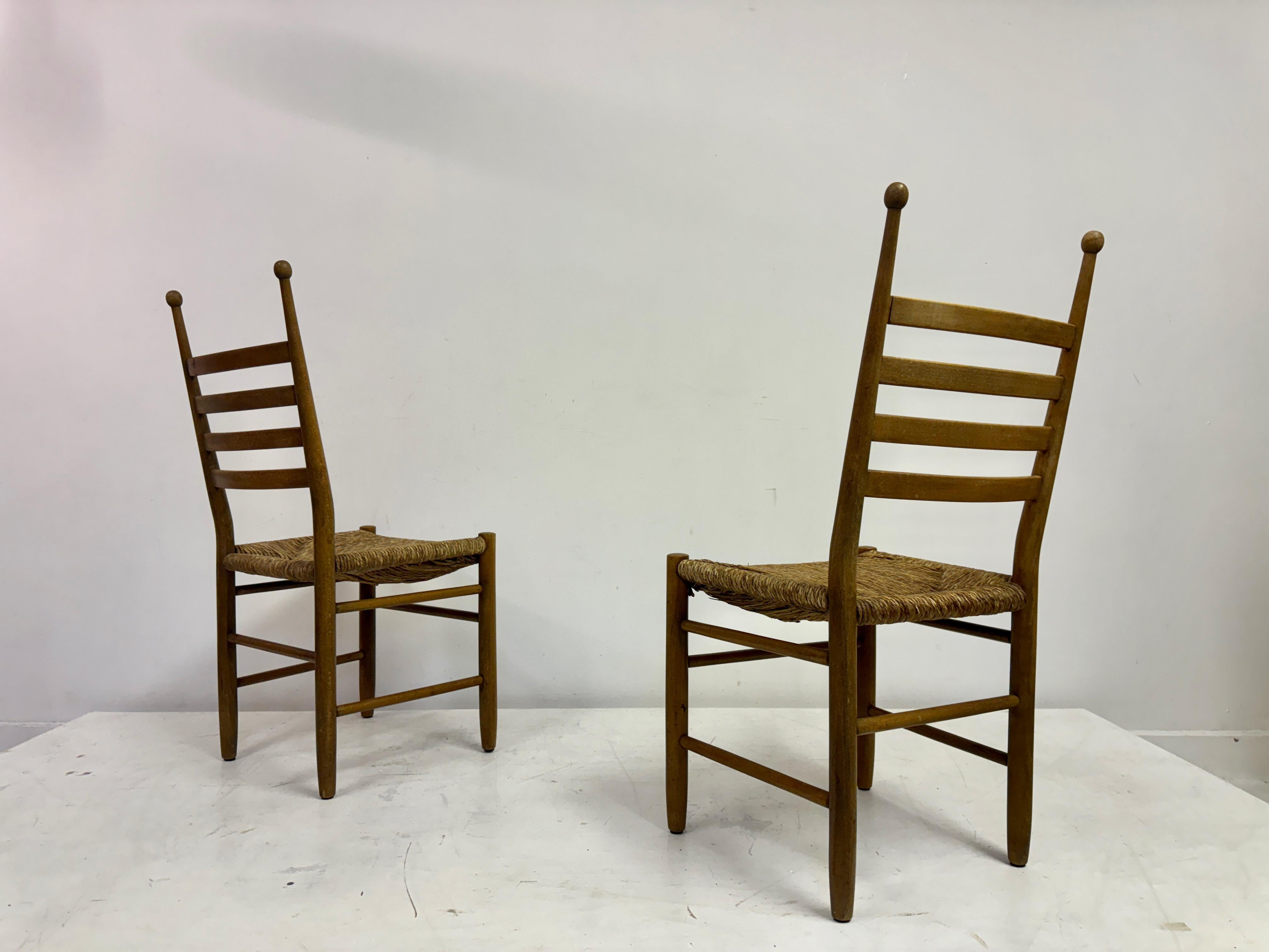 Set of Four 1960s Beech and Rush Dining Chairs For Sale 13
