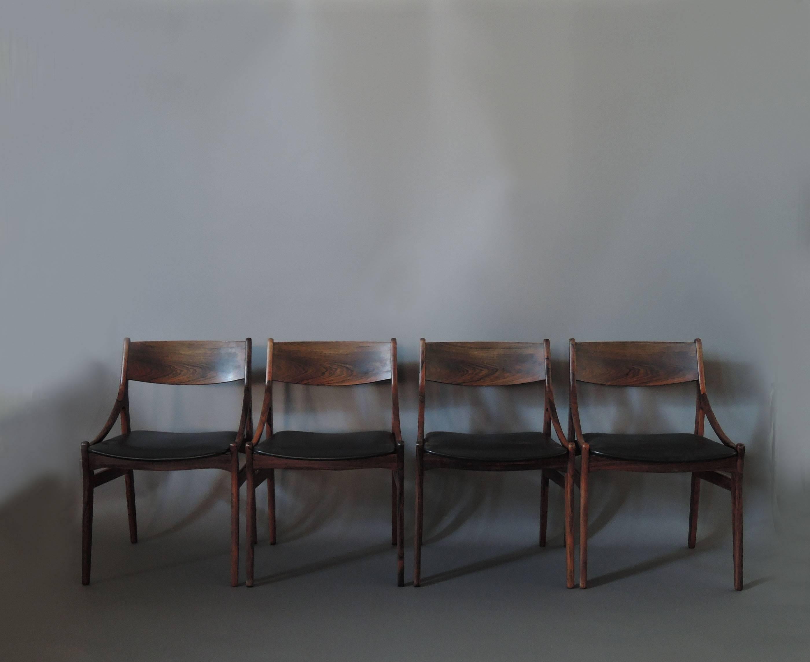 Set of Four 1960s Danish Chairs by Vestervig Erikson 1