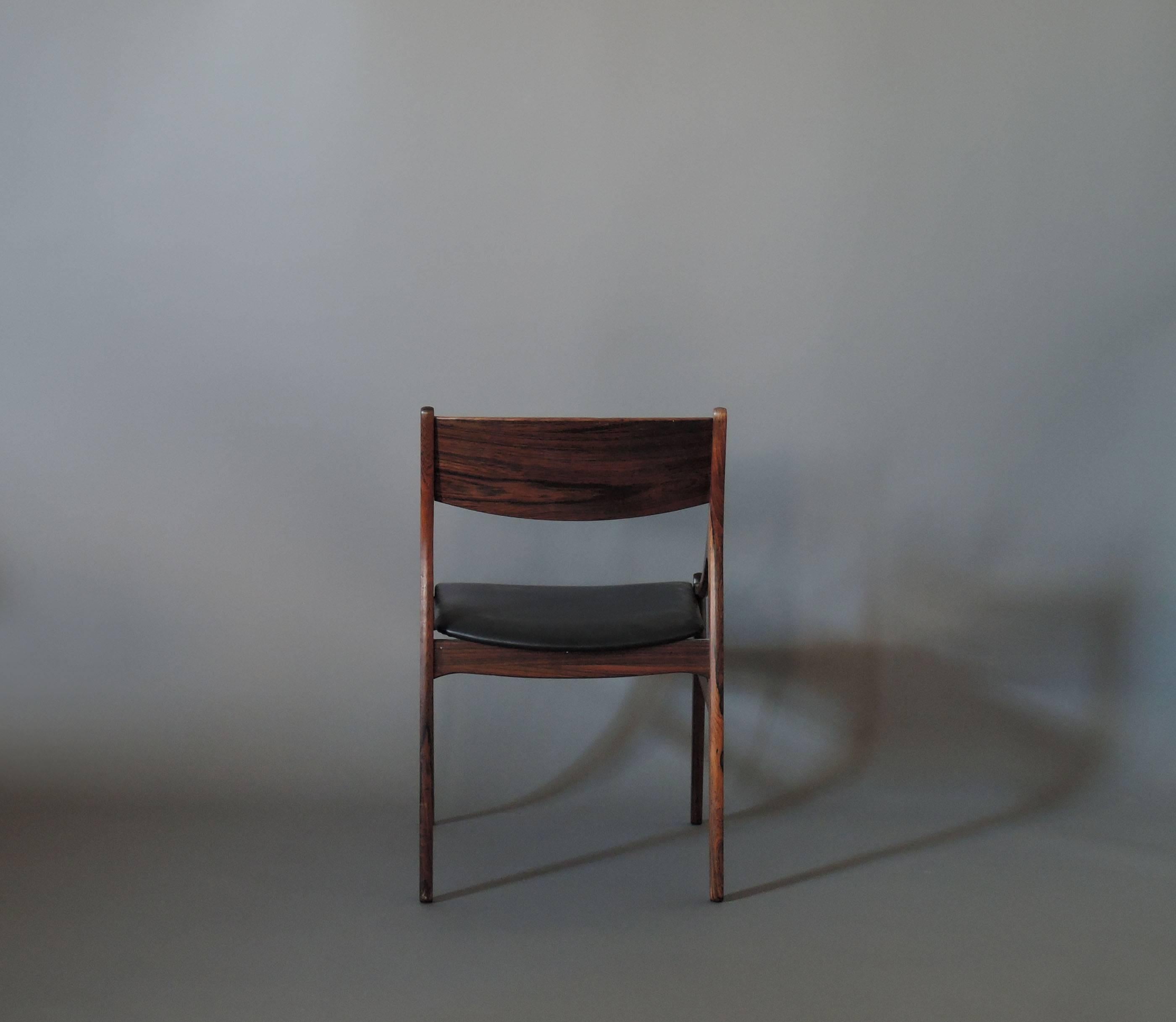 Rosewood Set of Four 1960s Danish Chairs by Vestervig Erikson