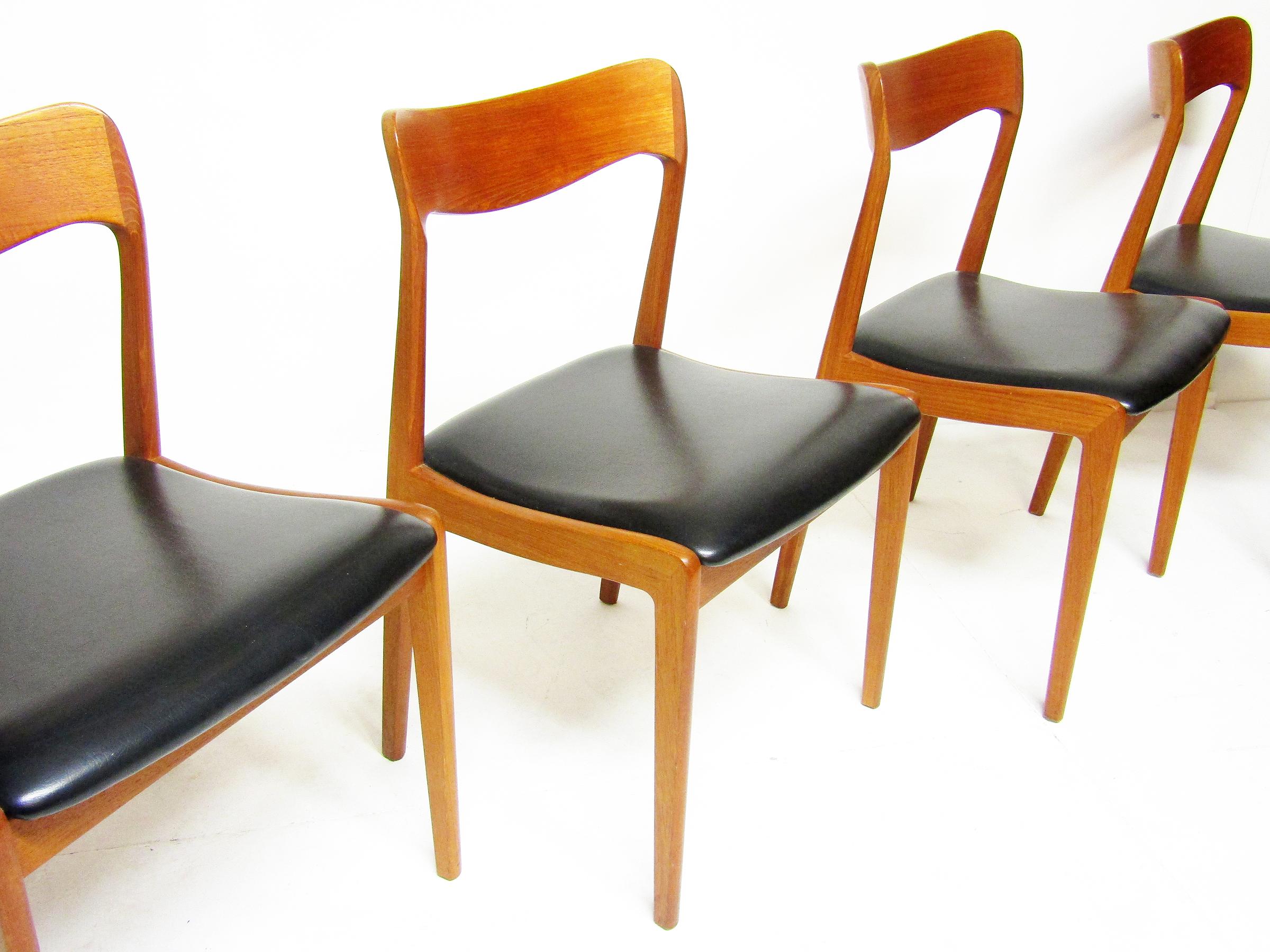 Set of Four 1960s Danish Dining Chairs In Teak By Henning Kjaernulf 6
