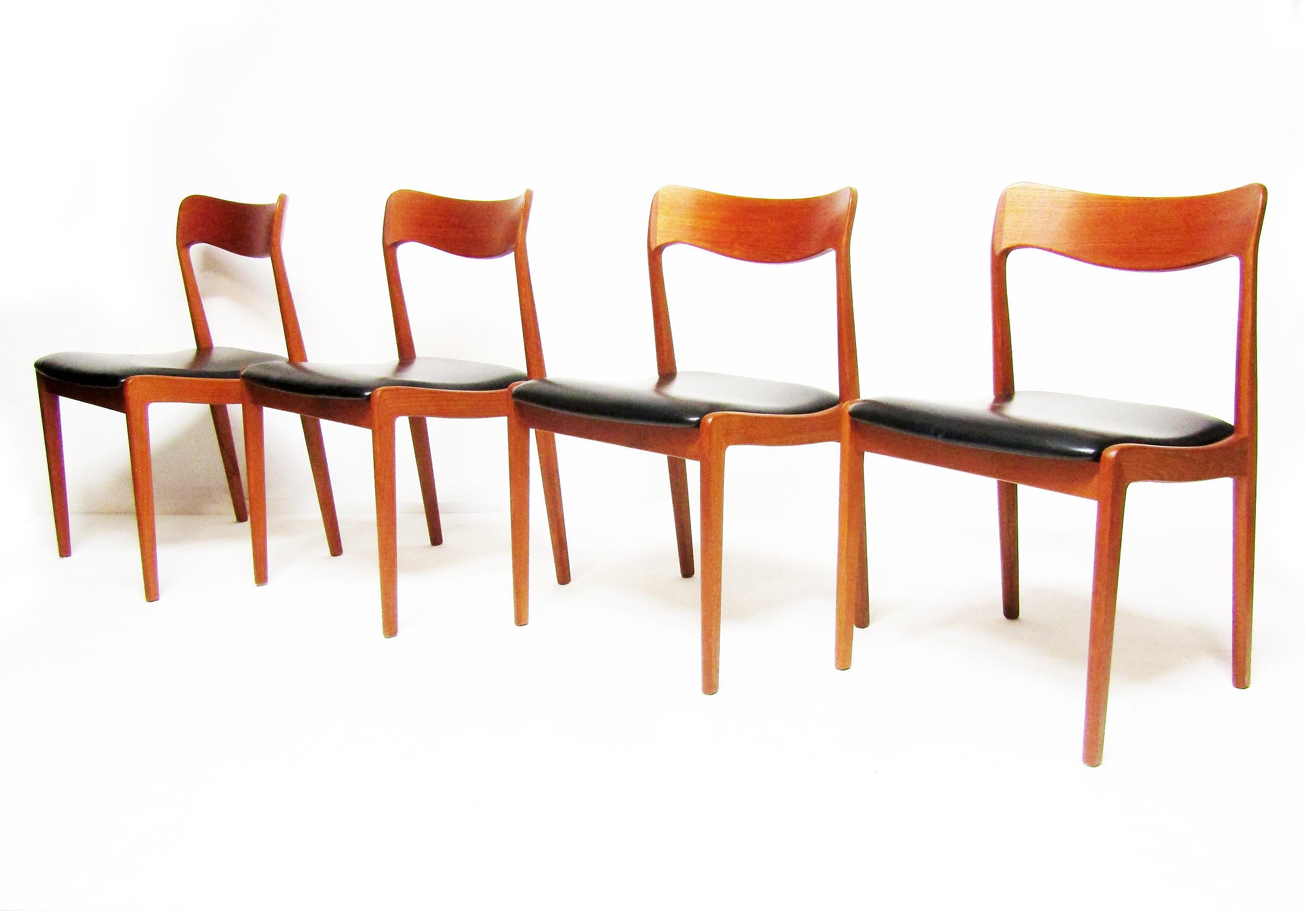 Mid-Century Modern Set of Four 1960s Danish Dining Chairs In Teak By Henning Kjaernulf