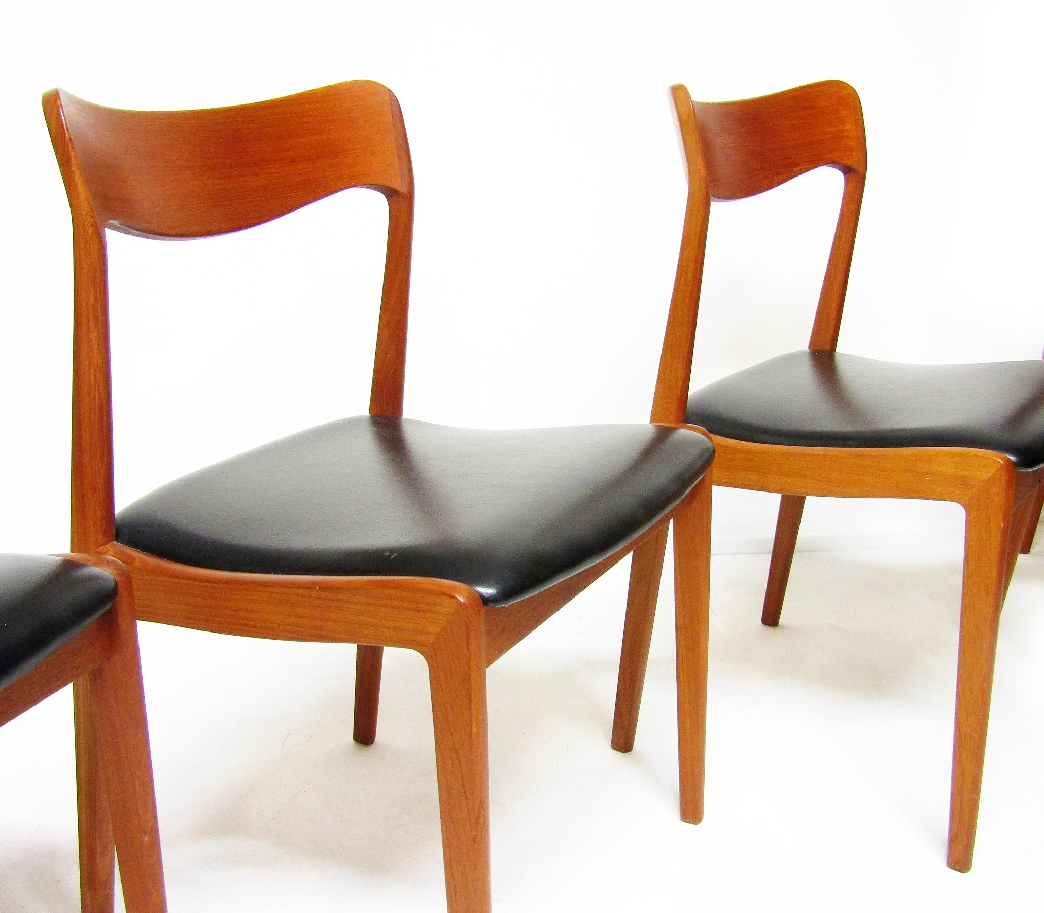 Set of Four 1960s Danish Dining Chairs In Teak By Henning Kjaernulf 1