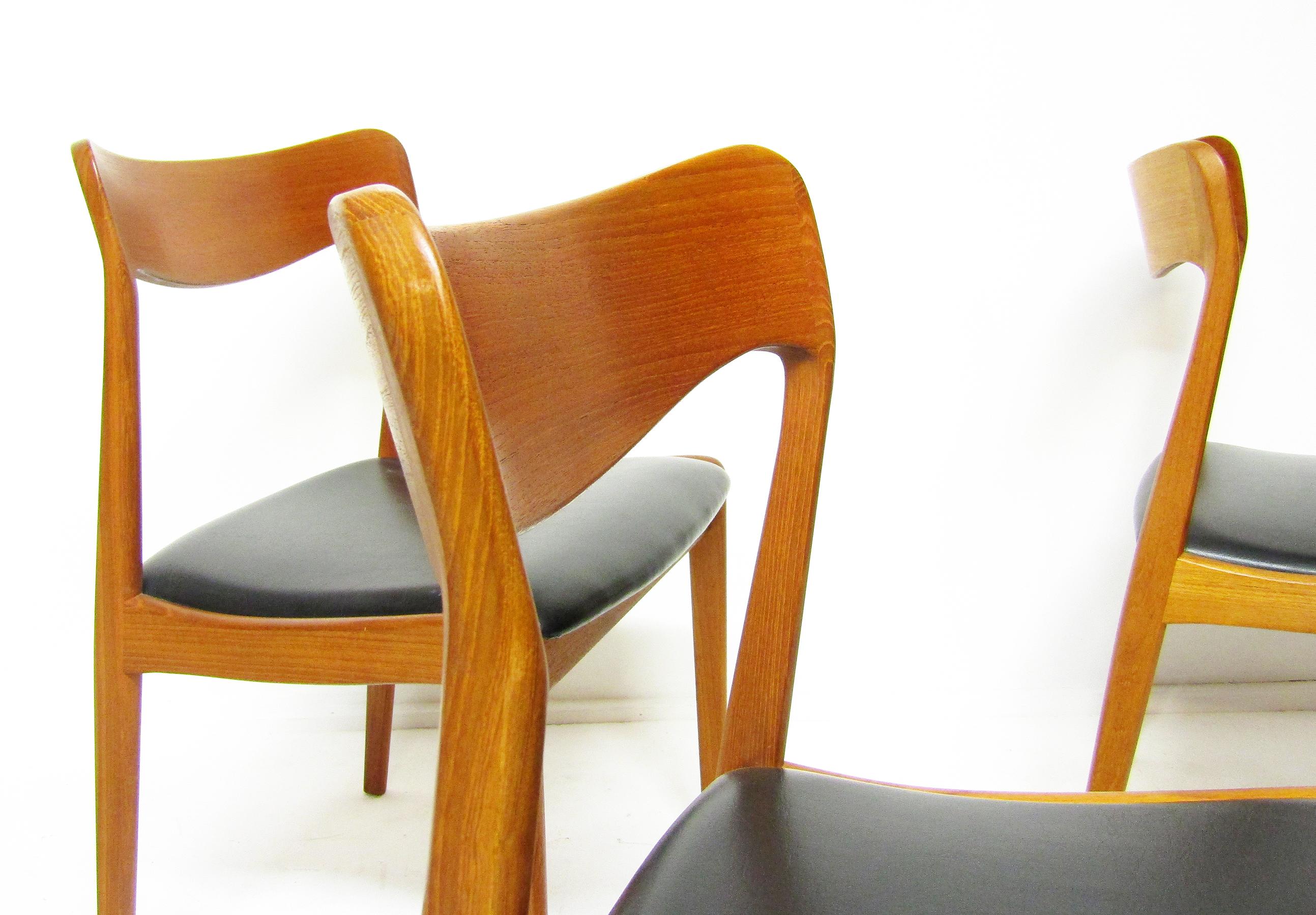 Set of Four 1960s Danish Dining Chairs In Teak By Henning Kjaernulf 4