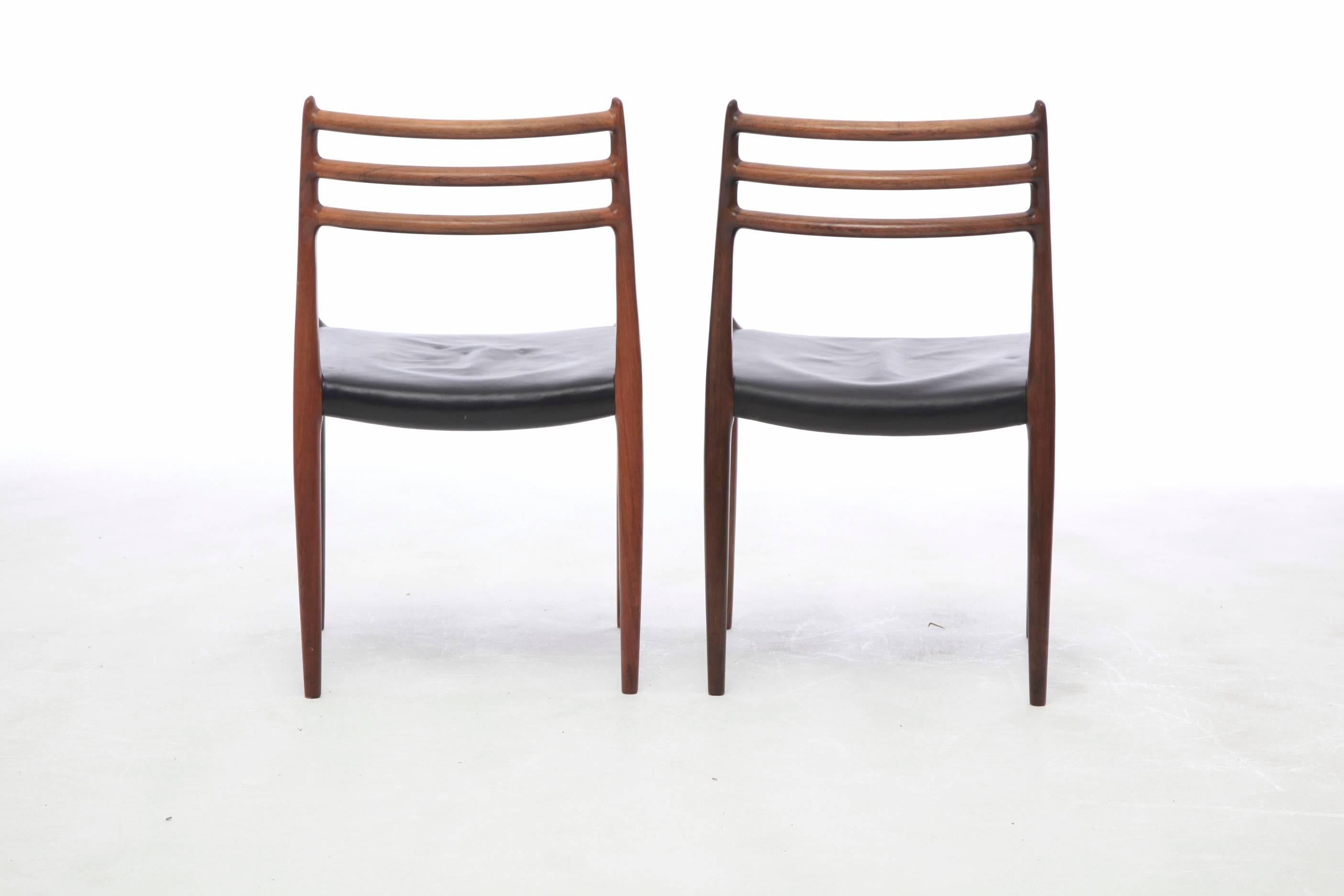 Mid-Century Modern Set of Four 1960s Model 78 Rosewood Chairs by Niels O. Møller