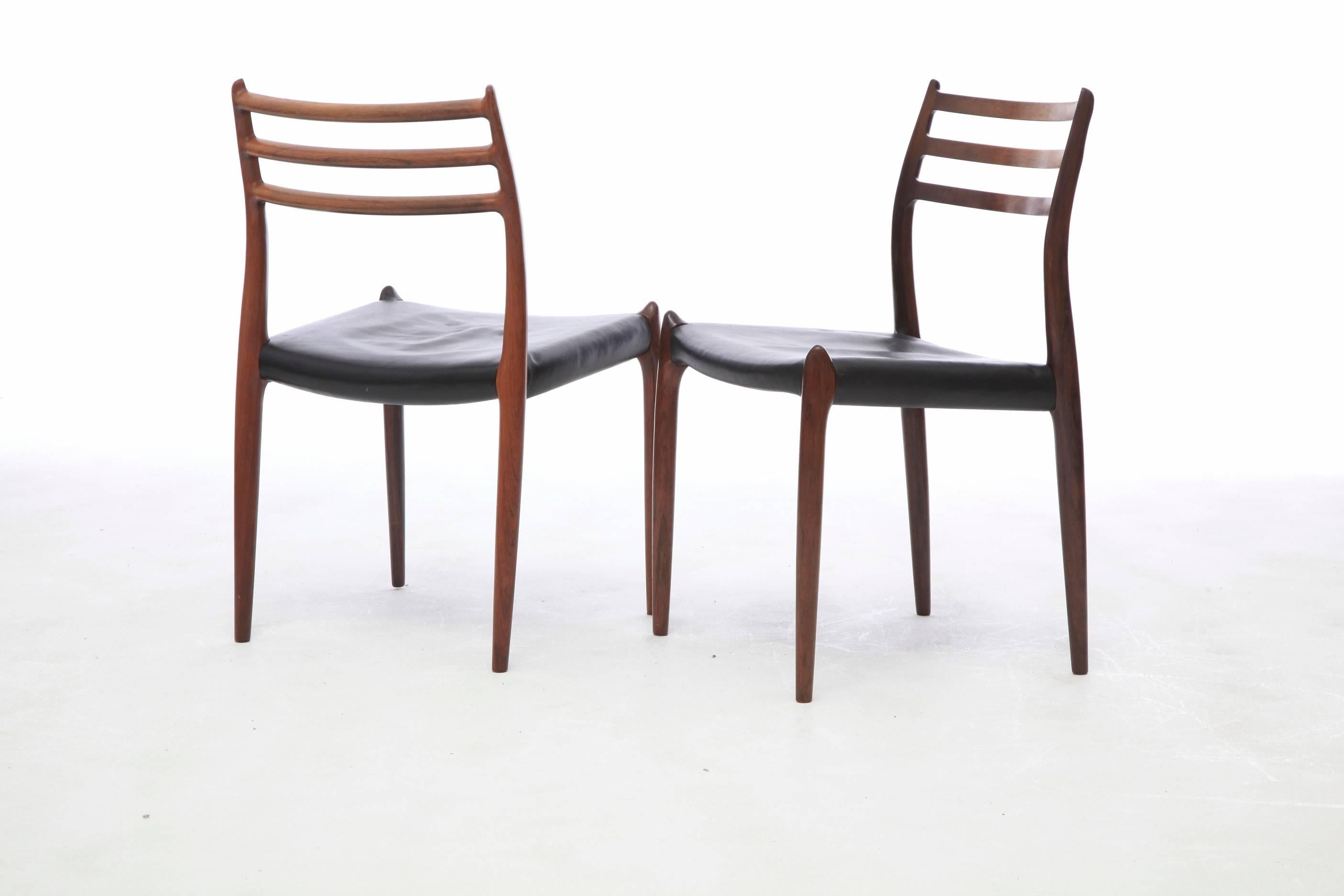 Set of Four 1960s Model 78 Rosewood Chairs by Niels O. Møller In Good Condition In London, GB