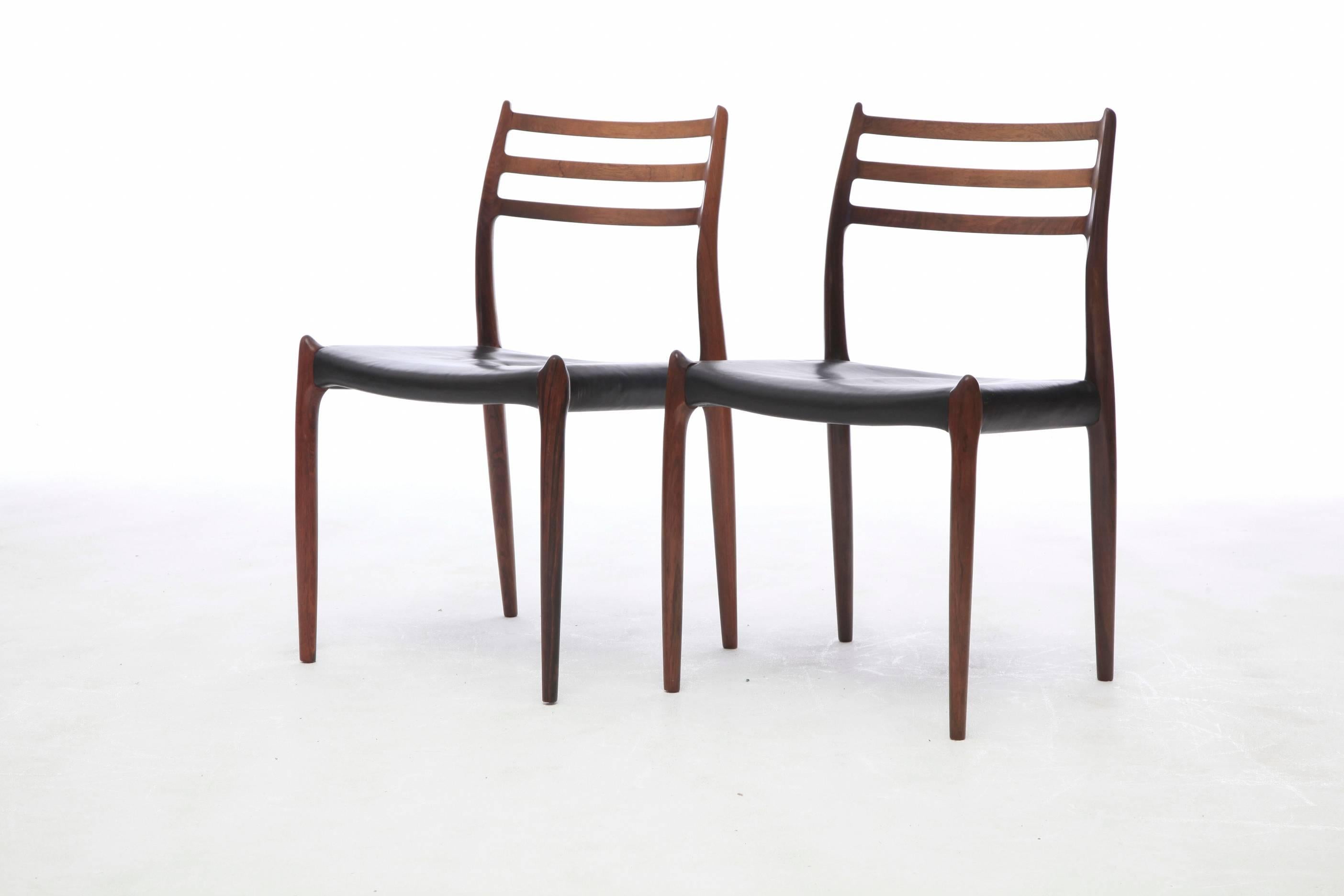 Mid-20th Century Set of Four 1960s Model 78 Rosewood Chairs by Niels O. Møller