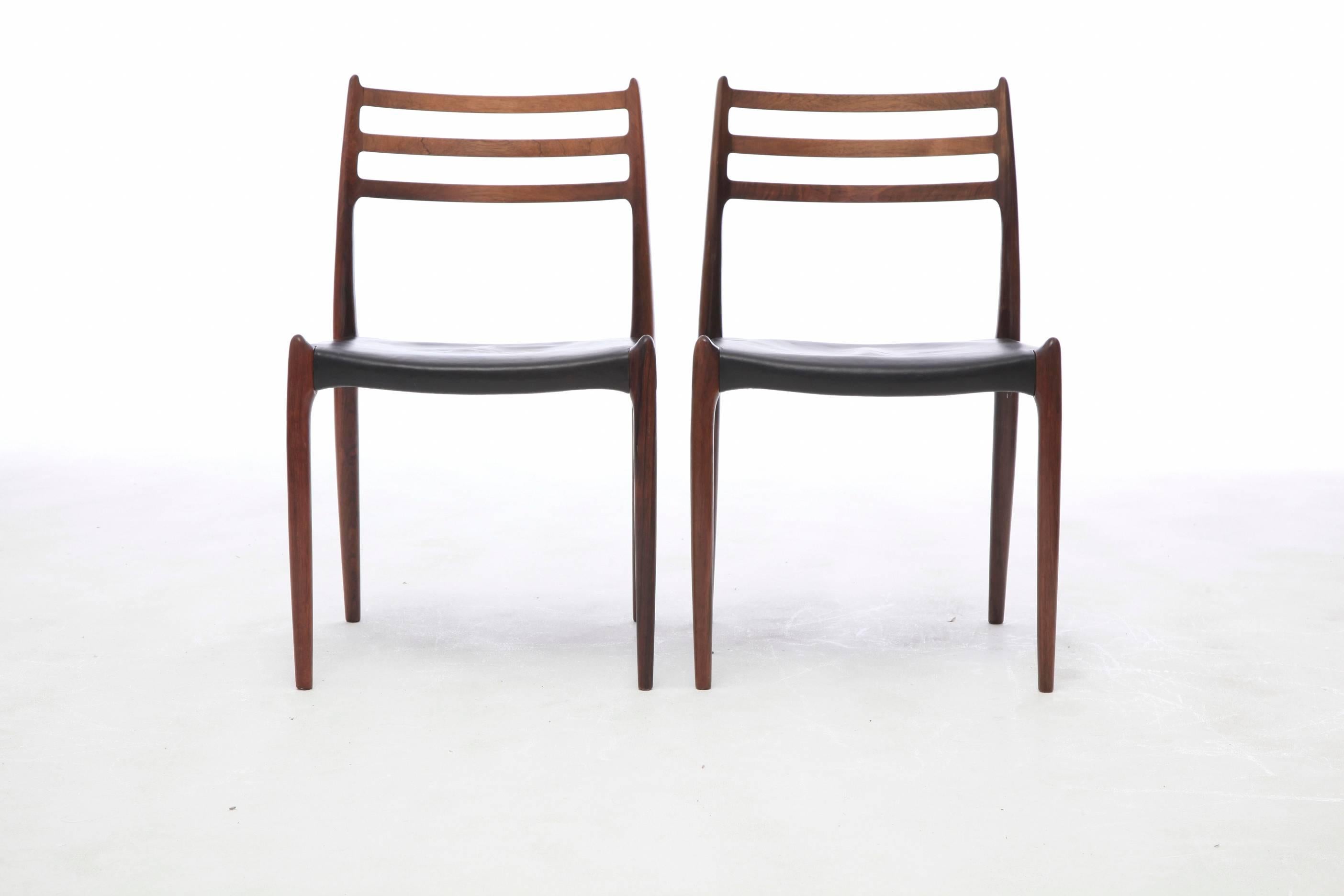 Palisander Set of Four 1960s Model 78 Rosewood Chairs by Niels O. Møller