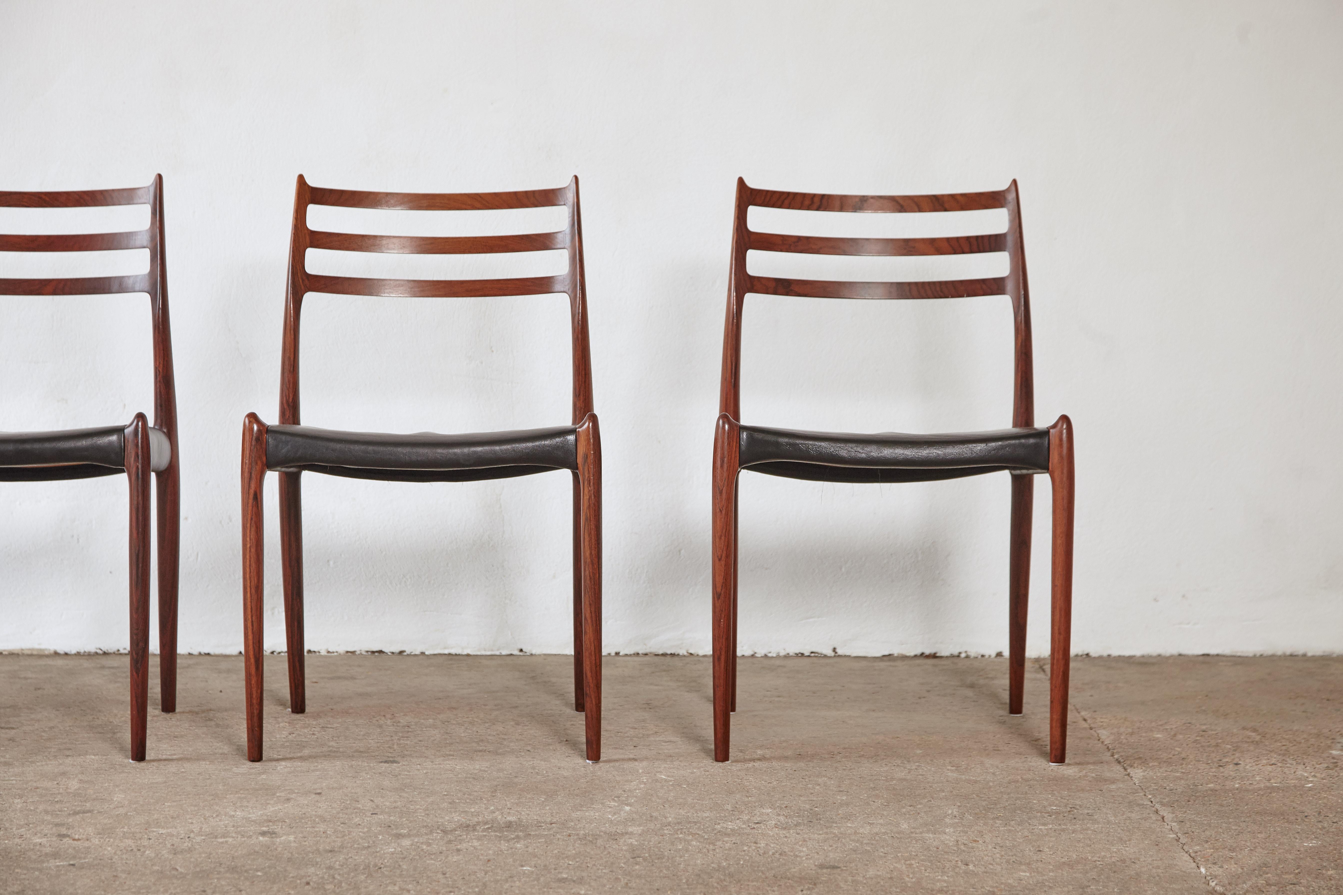 Set of Four 1960s Model 78 Rosewood Chairs by Niels O. Møller In Good Condition In London, GB