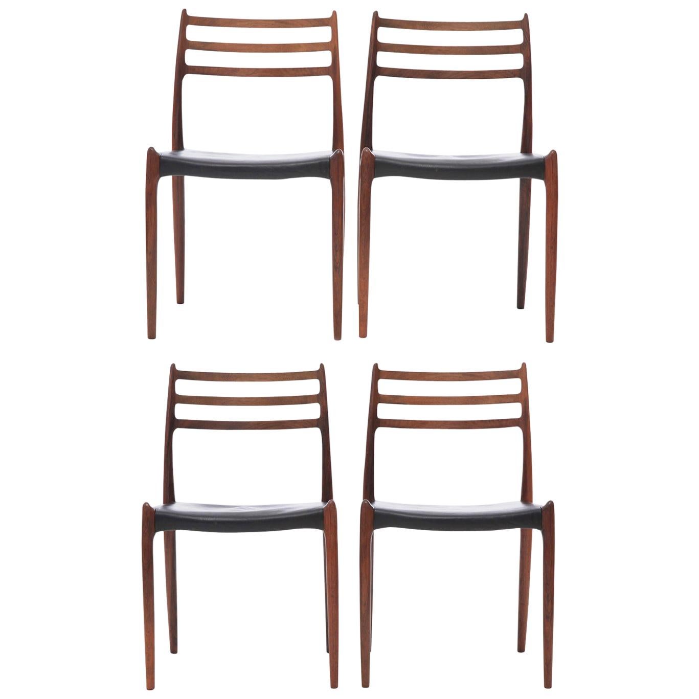 Set of Four 1960s Model 78 Rosewood Chairs by Niels O. Møller