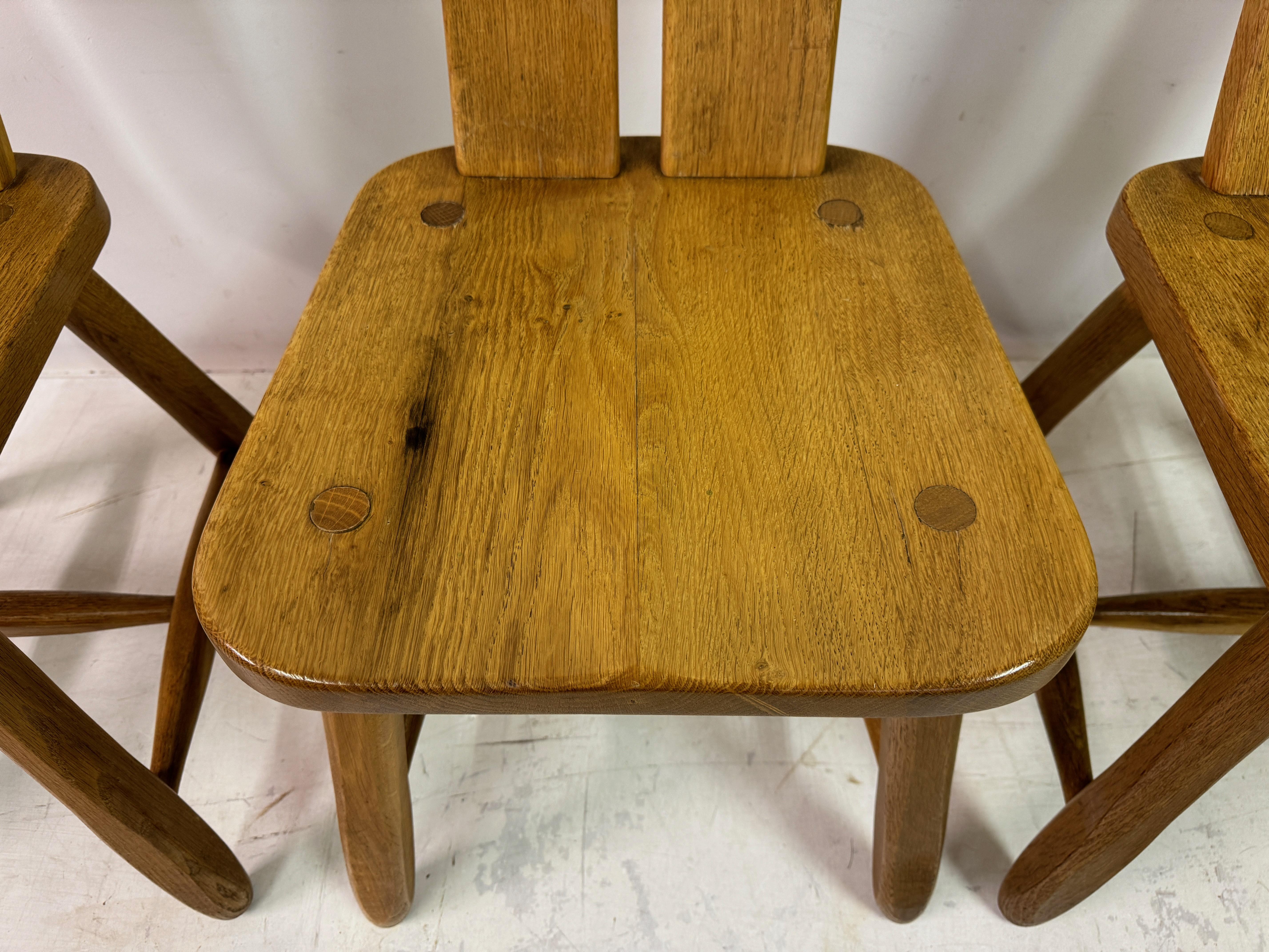 Set of Four 1960s Oak Dining Chairs by De Puydt For Sale 4
