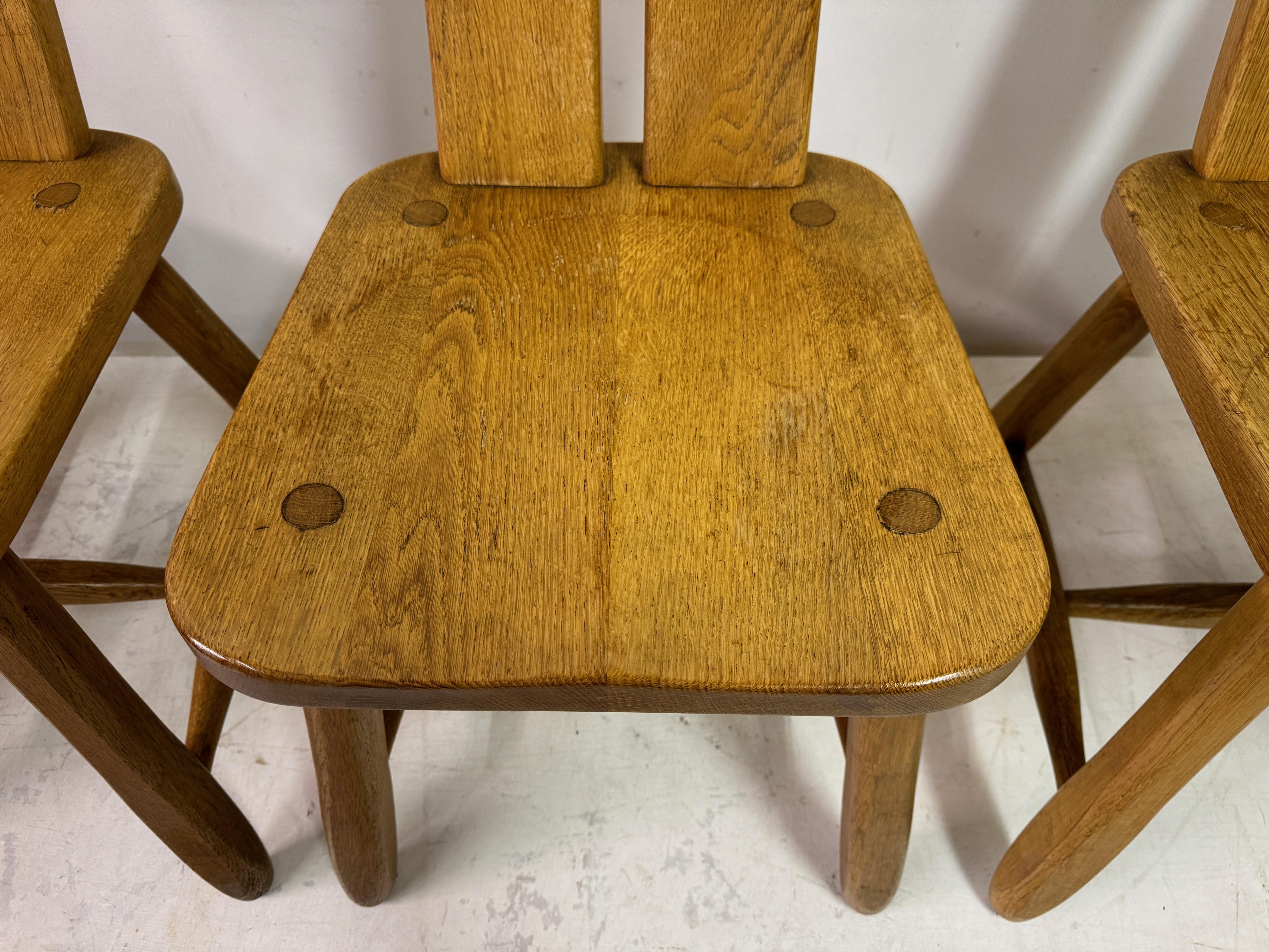 Set of Four 1960s Oak Dining Chairs by De Puydt For Sale 5