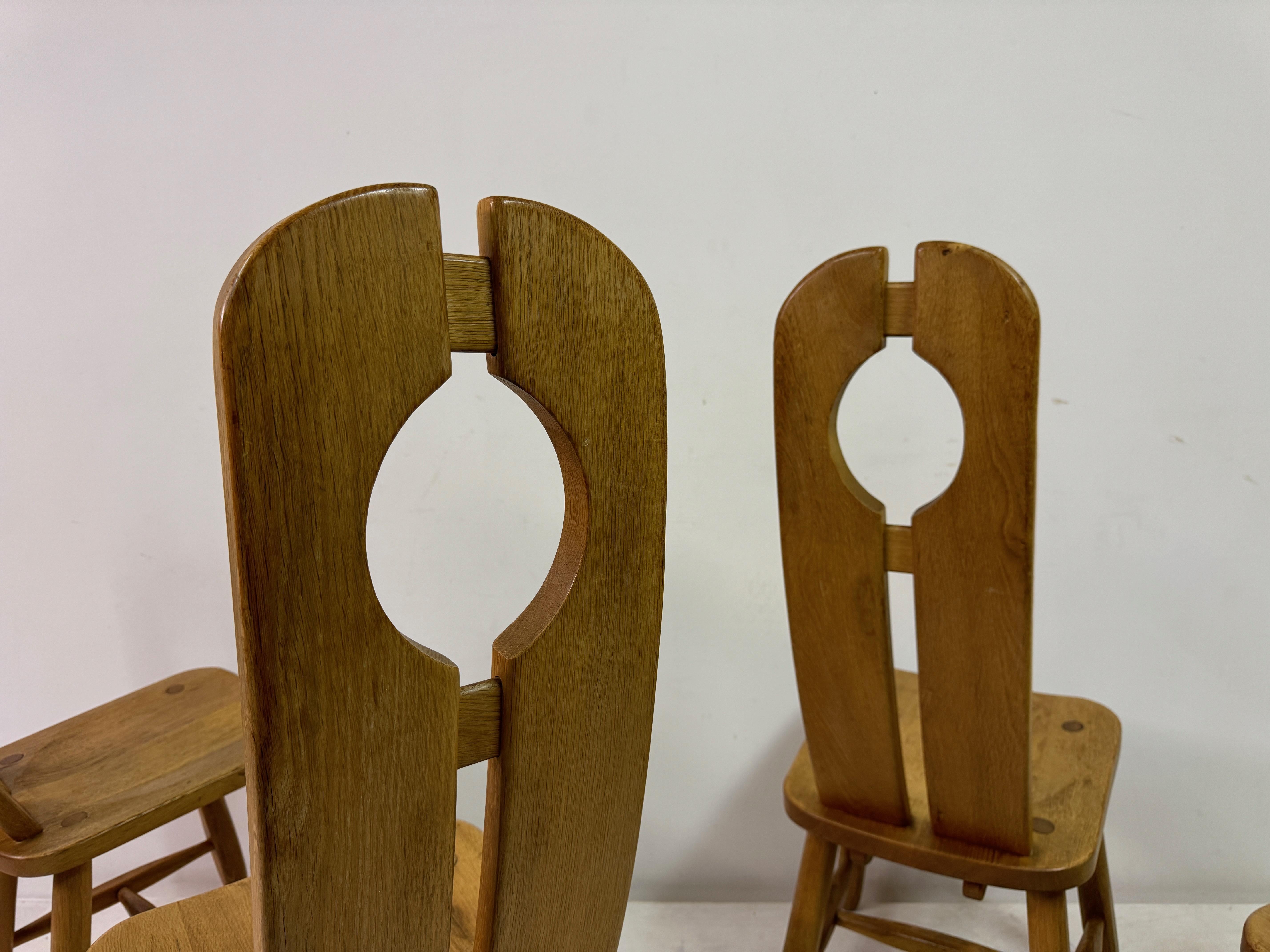 Set of Four 1960s Oak Dining Chairs by De Puydt For Sale 12